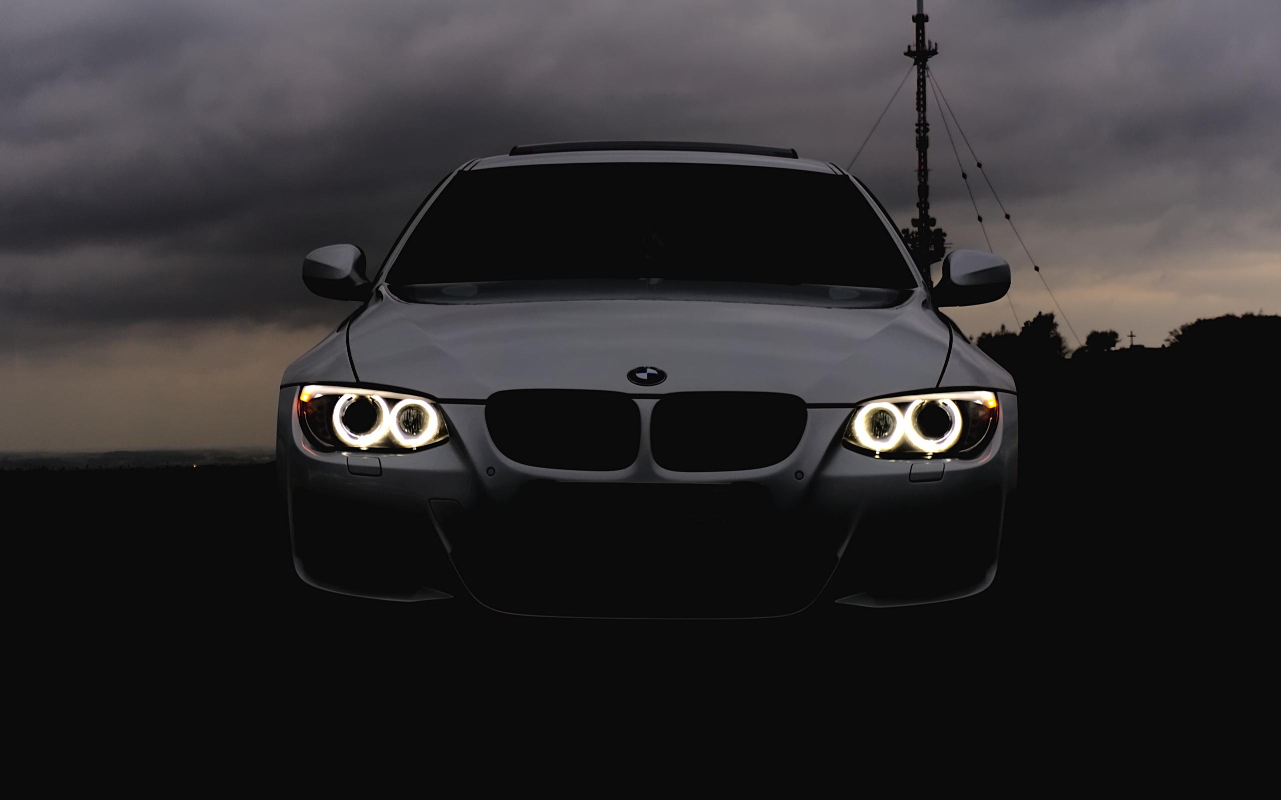 Wallpaper BMW, Headlights, Auto, Cloudy, Angelic Eyes Desktop