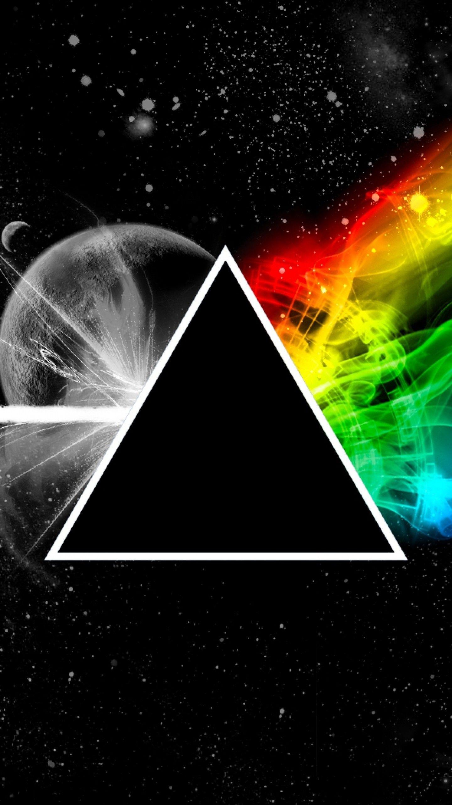 Preview wallpaper pink floyd, triangle, space, planet, colors