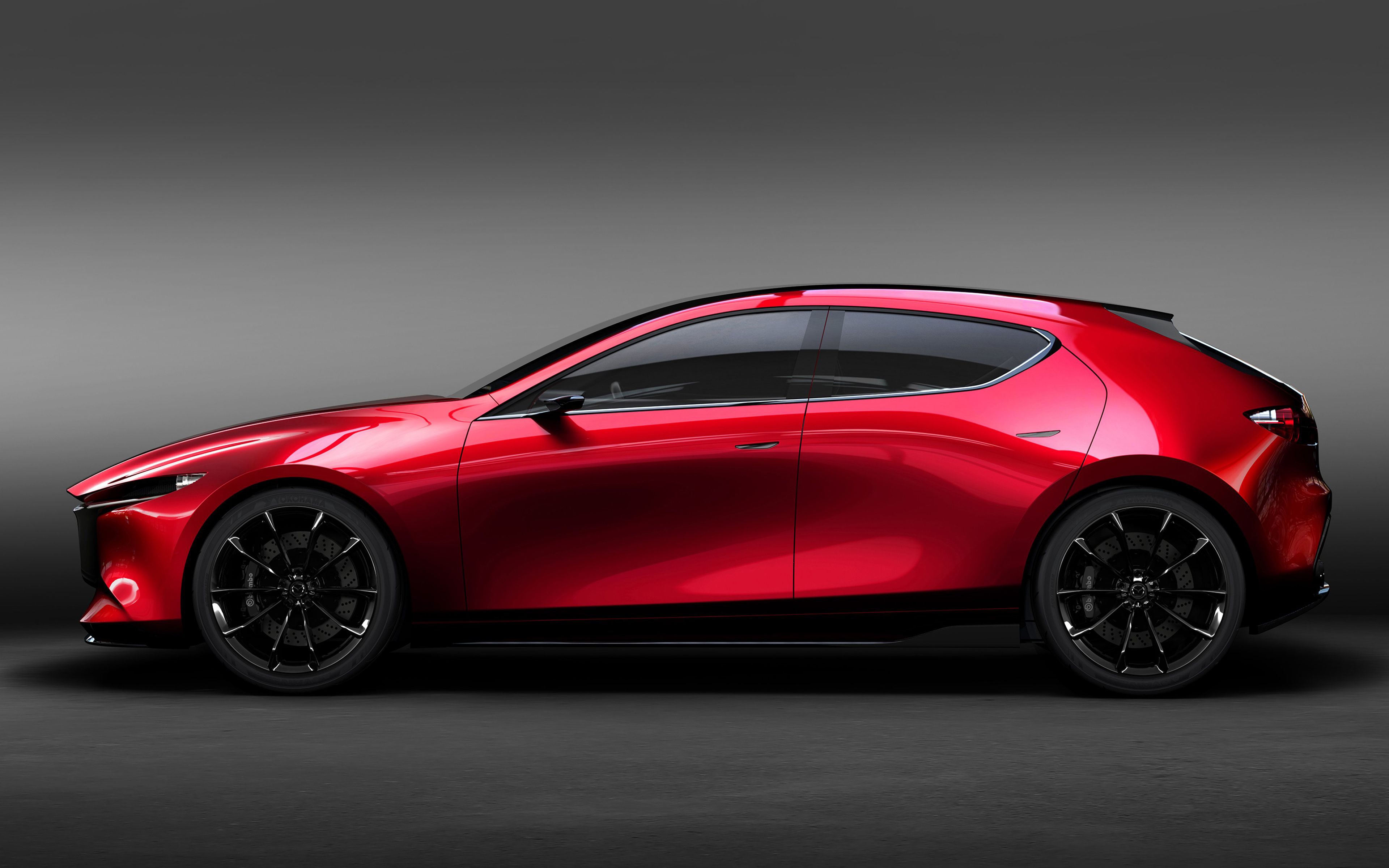 Download wallpaper Mazda hatchback, concept, new car, side