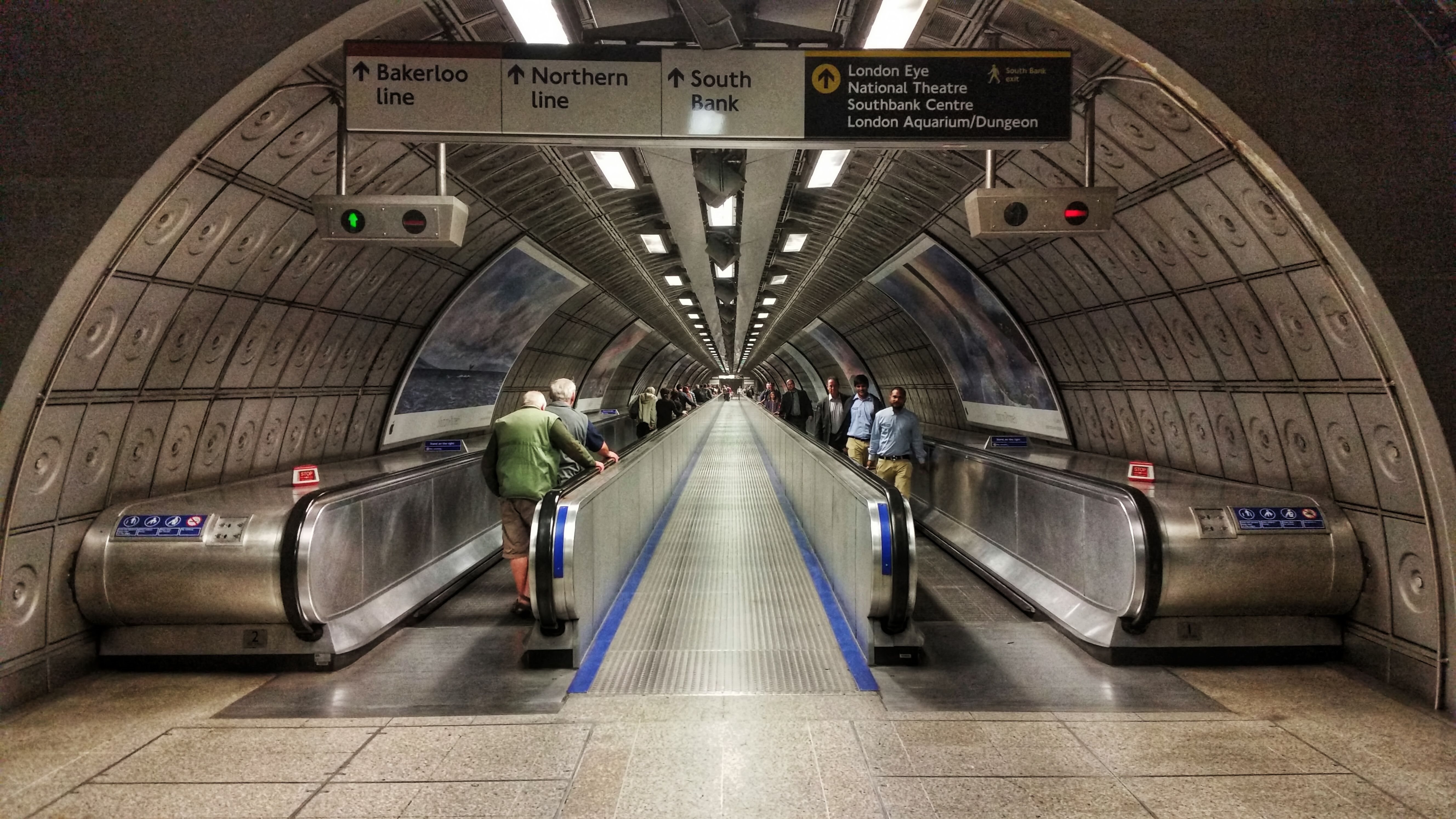Download wallpaper subway, escalator, london underground, station