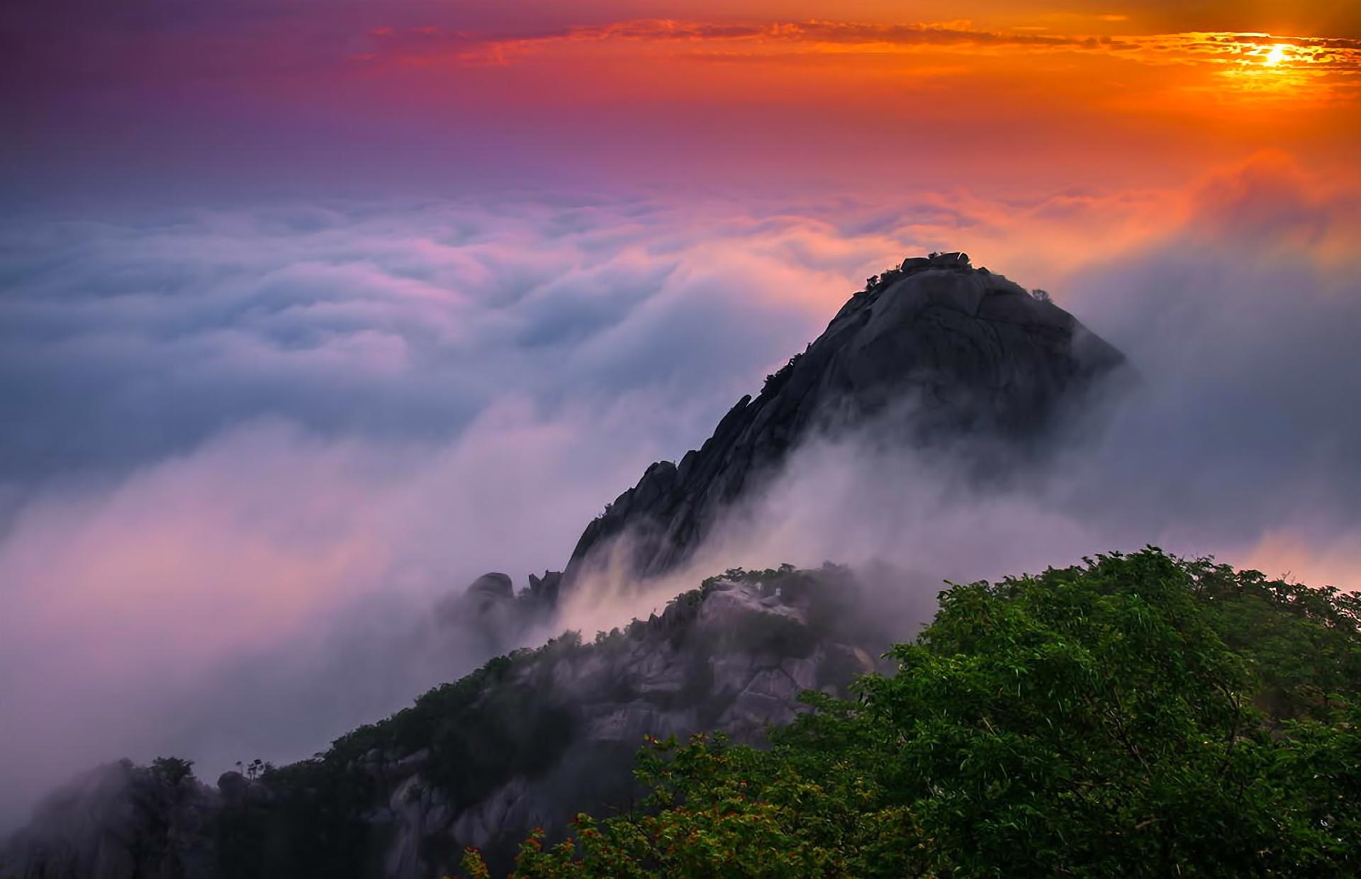 Landscape mountains sunrise clouds beauty Korea wallpaper