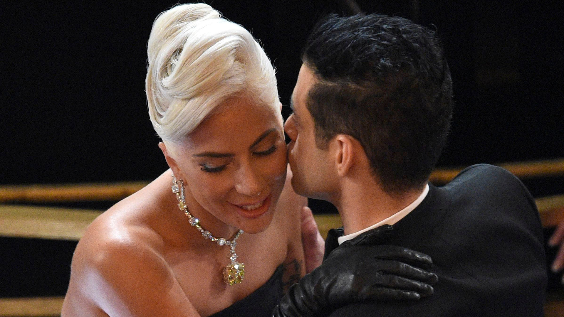 Lady Gaga & Rami Malek Oscars 2019 Wardrobe Malfunction Photo