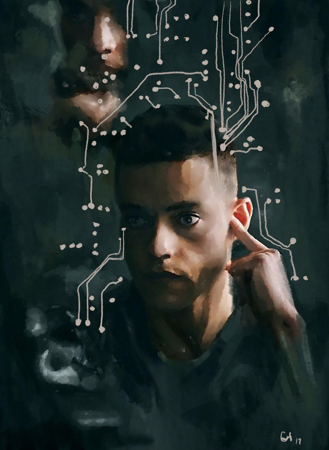 Download wallpaper 1280x2120 mr. robot, glitch art, tv series