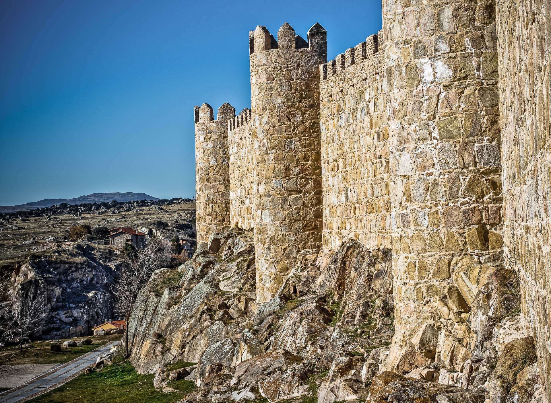 ancient, architecture, avila, building, castle, city, clouds