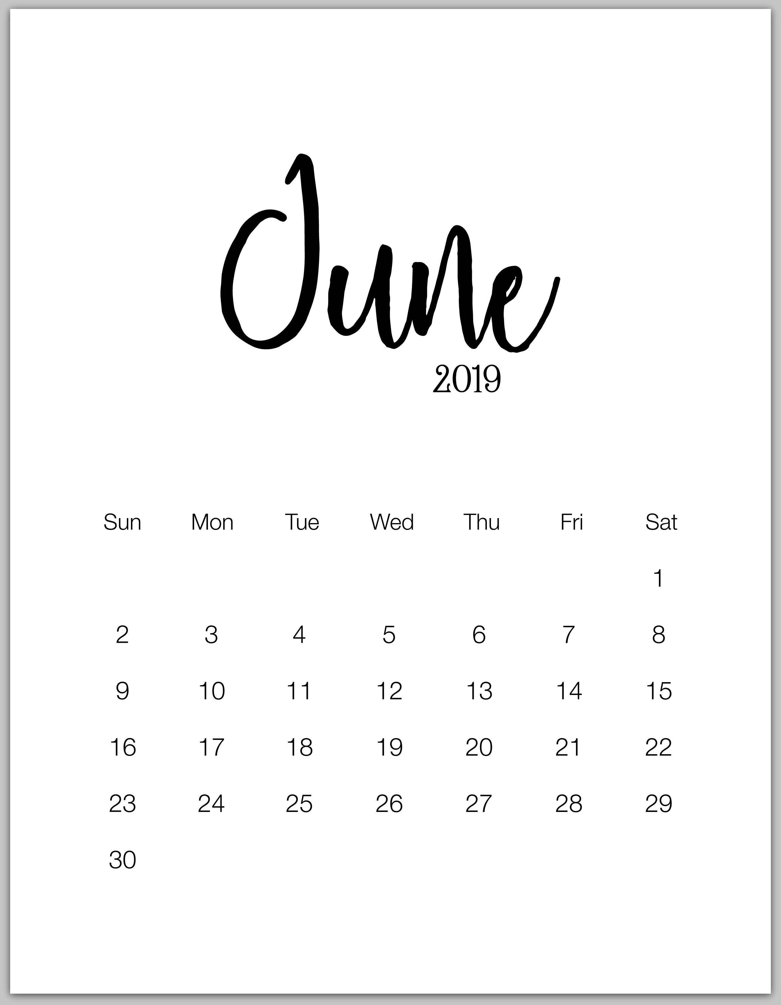 june 2019 minimalist calendar. Calendars. Calendar june