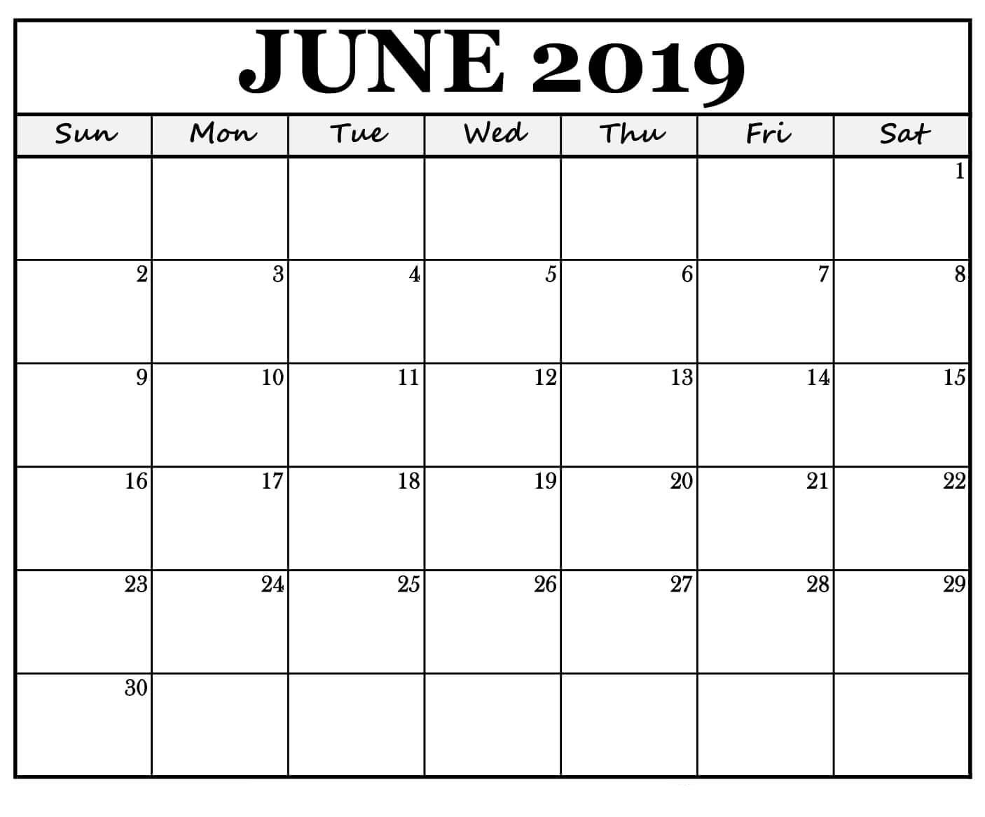 Waterproof June 2019 Desktop Calendar Wallpaper