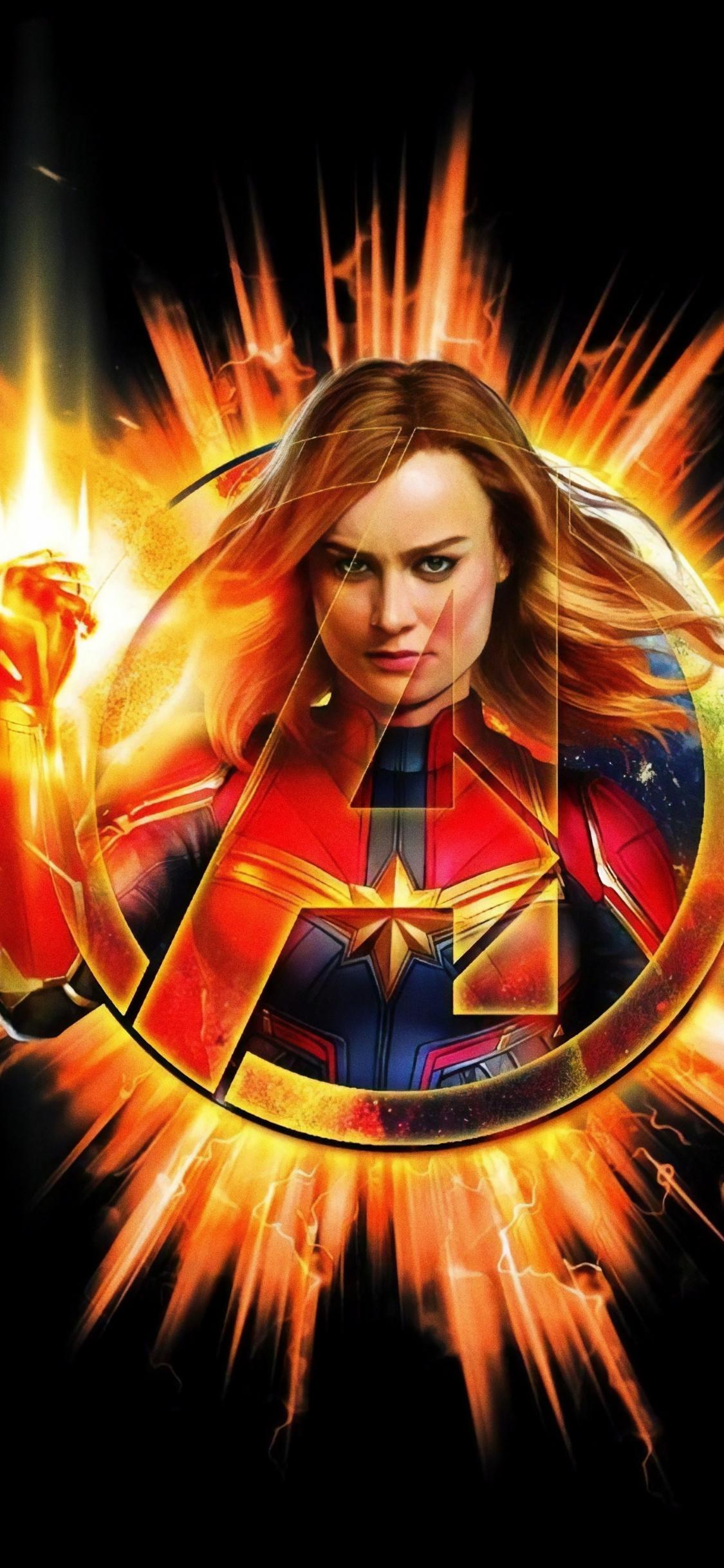 Download 1125x2436 wallpaper avengers: endgame, captain marvel
