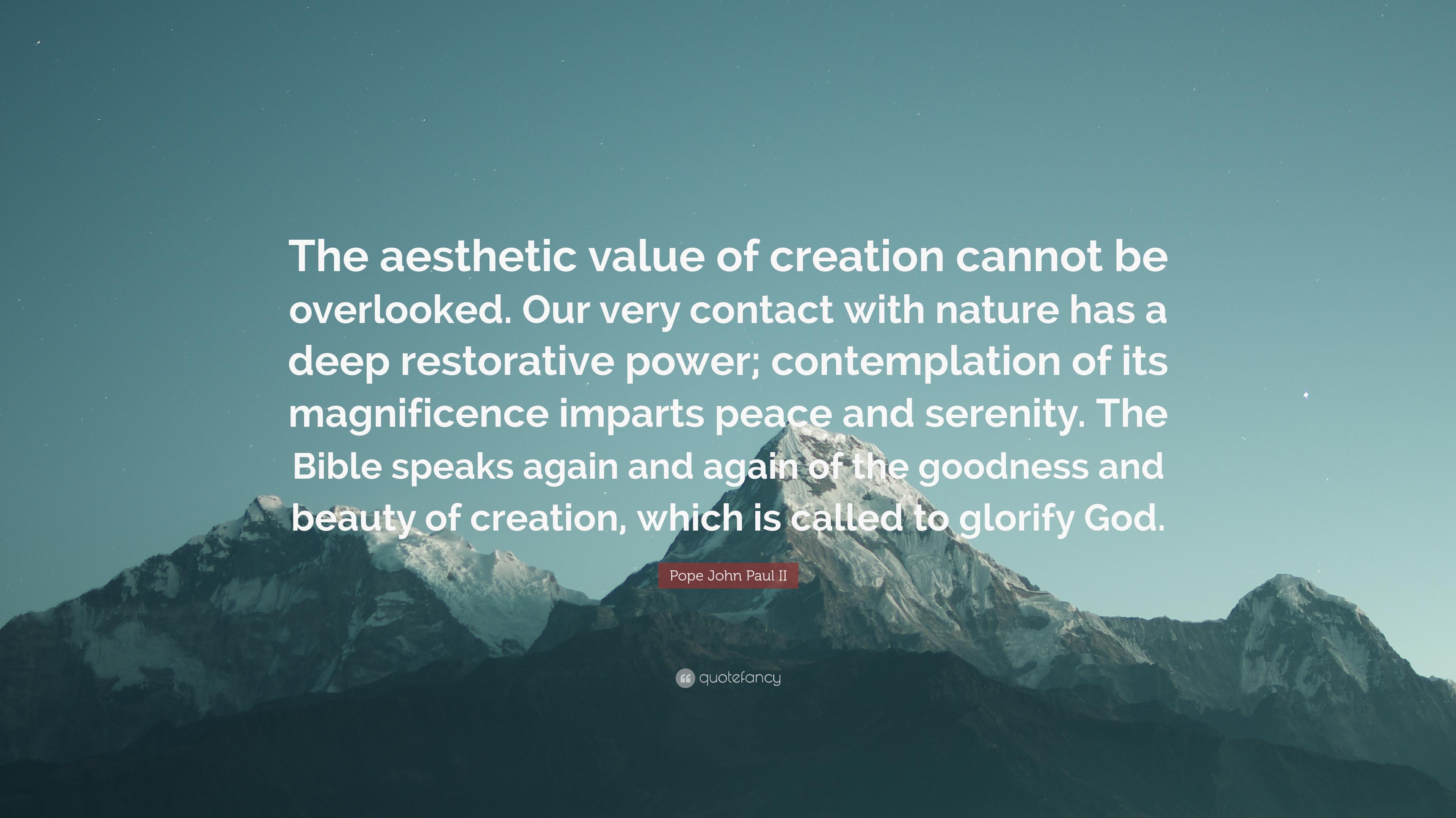 Pope John Paul II Quote: “The aesthetic value of creation cannot be