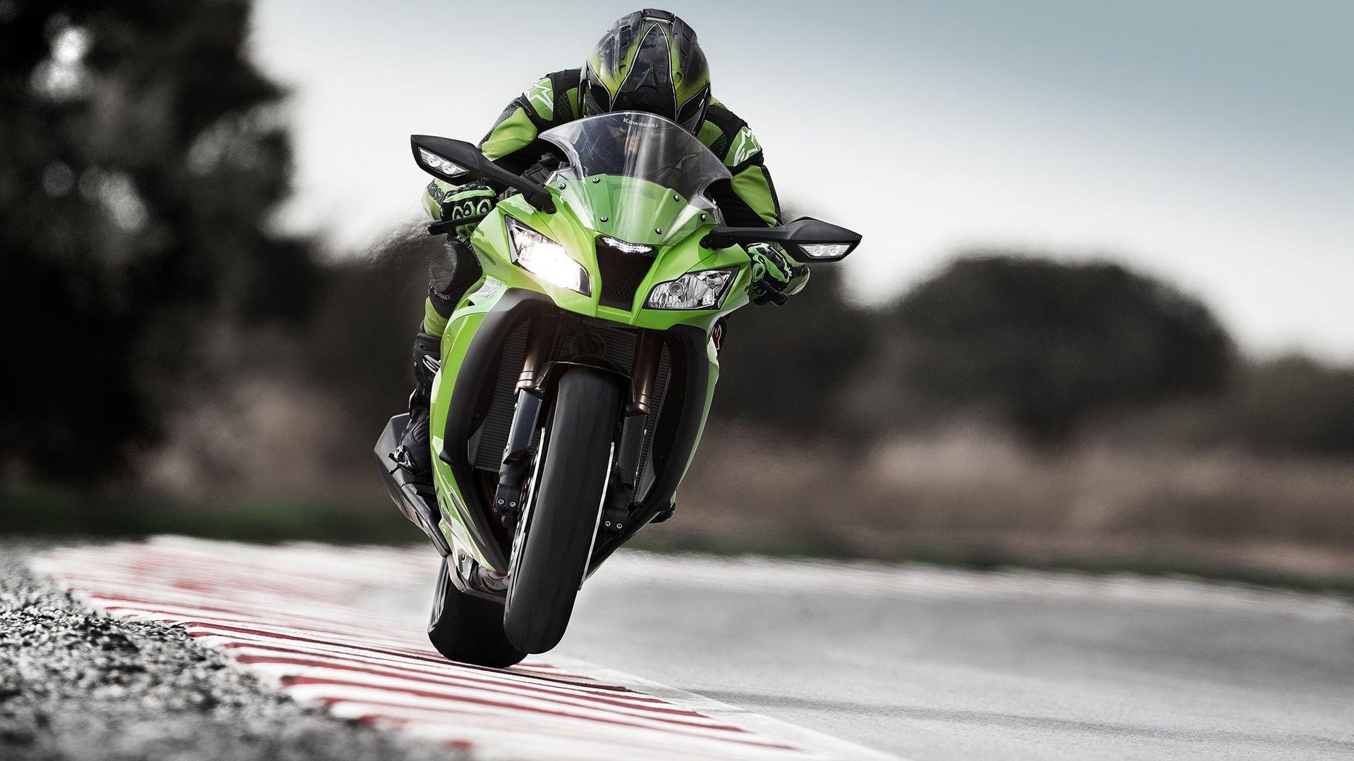 A beautiful green racing bike HD wallpaper that can be downloaded