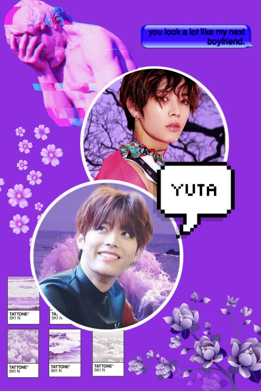 freetoedit yuta nakamoto purple kpop wallpaper aestheti