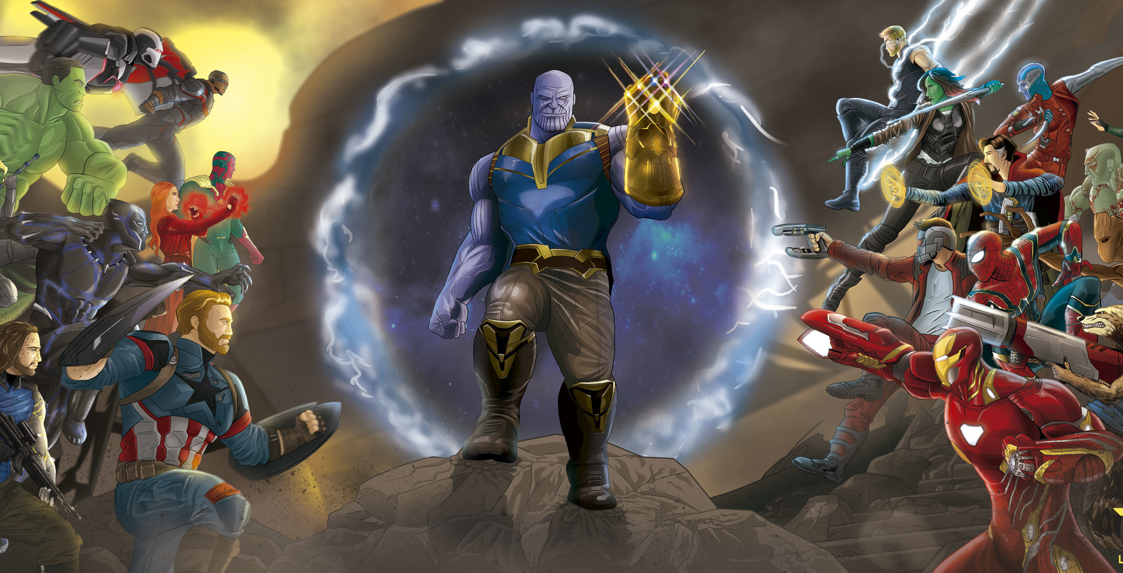 Download 3840x2400 wallpaper marvel, avengers: infinity war, thanos