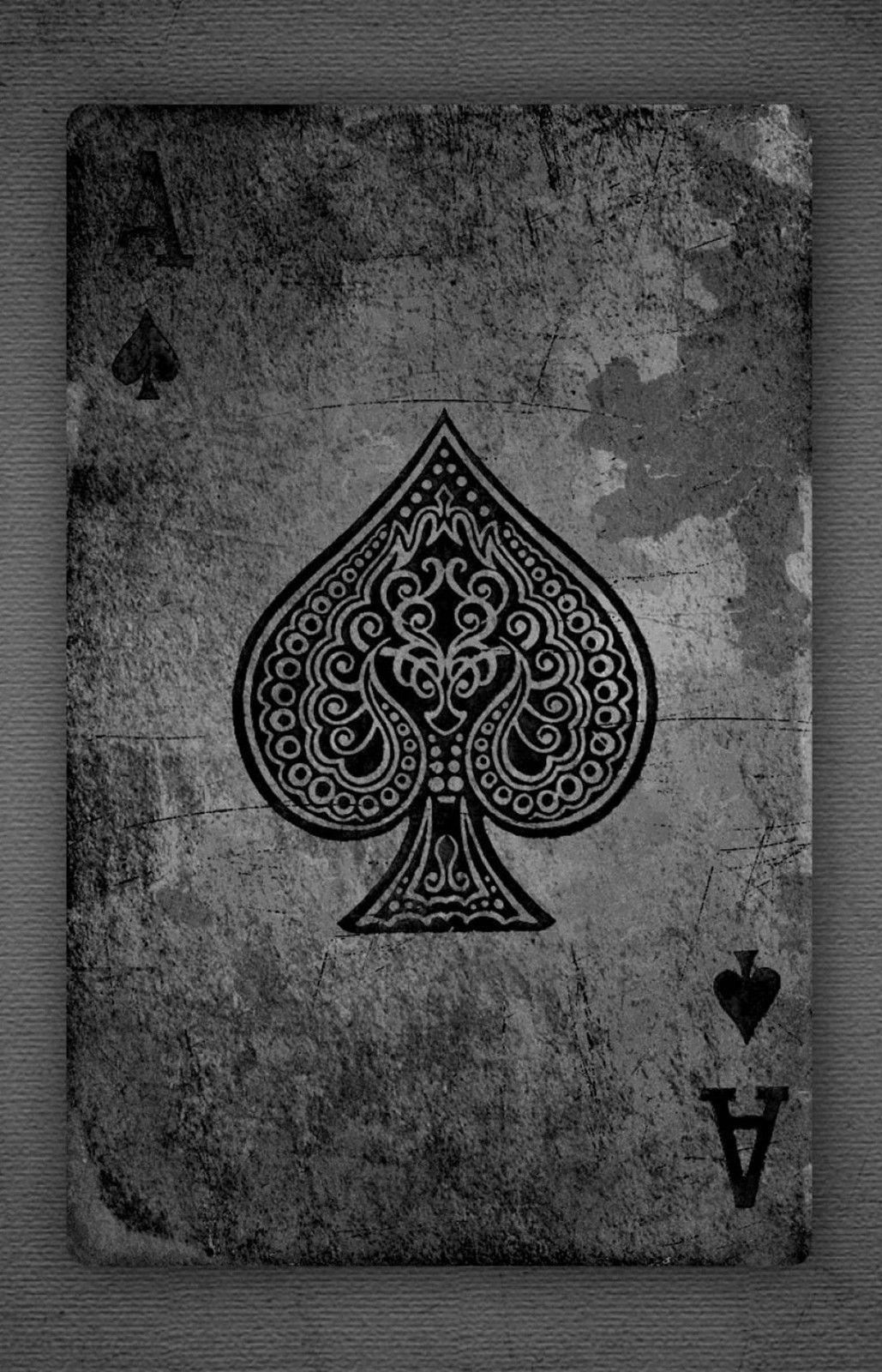A3 Poster and White Vintage Ace of Spades Playing