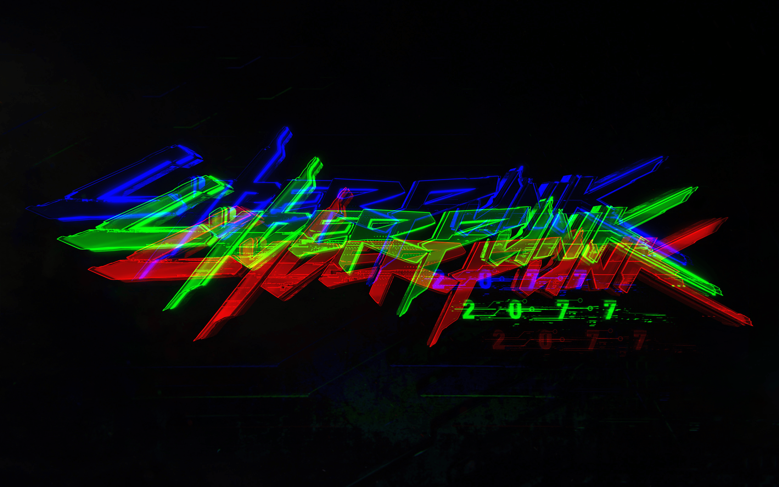 Made a neat RGB edit of a Cyberpunk 2077 wallpaper