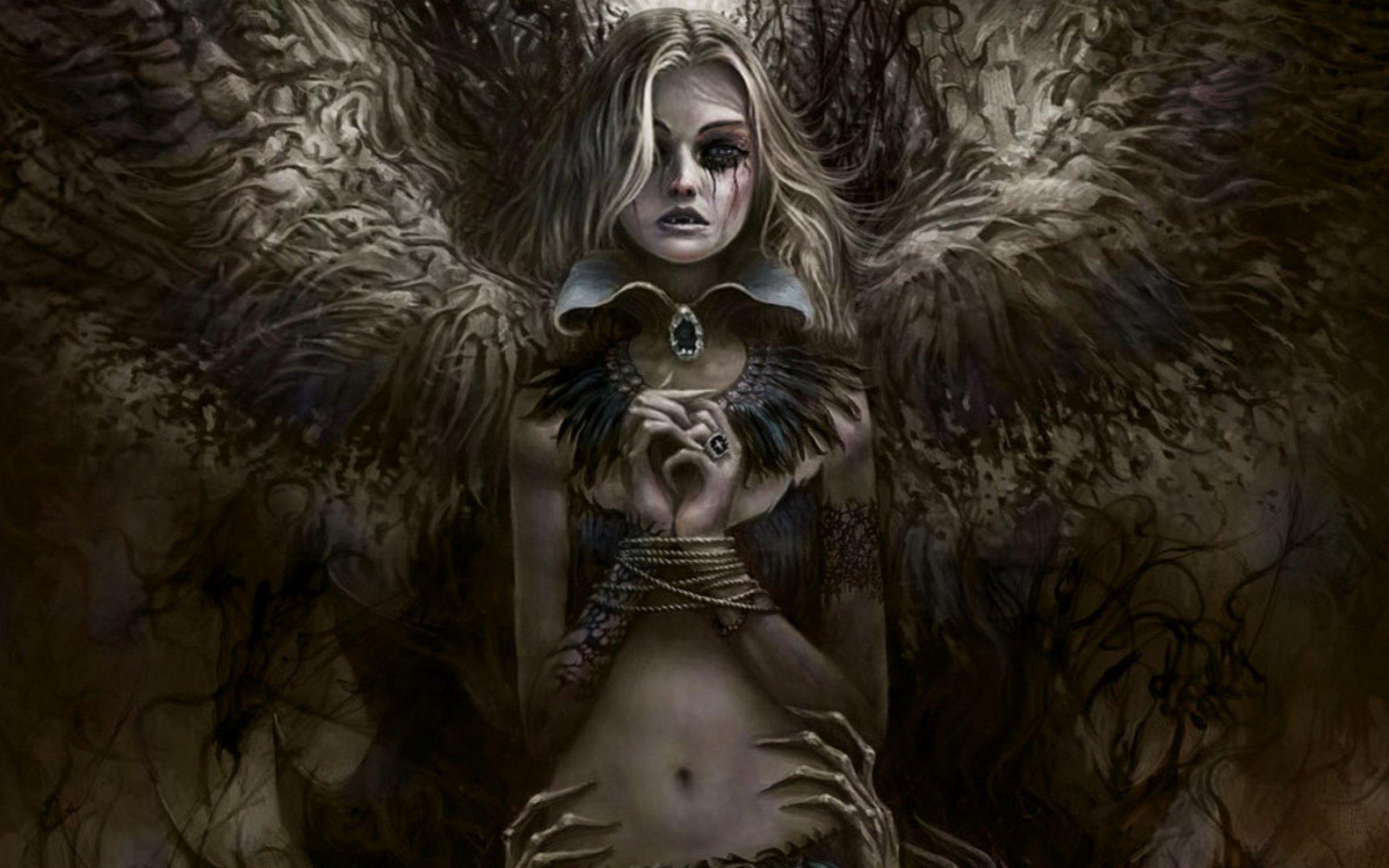 Dark fantasy angel art artwork evil f wallpaperx1200