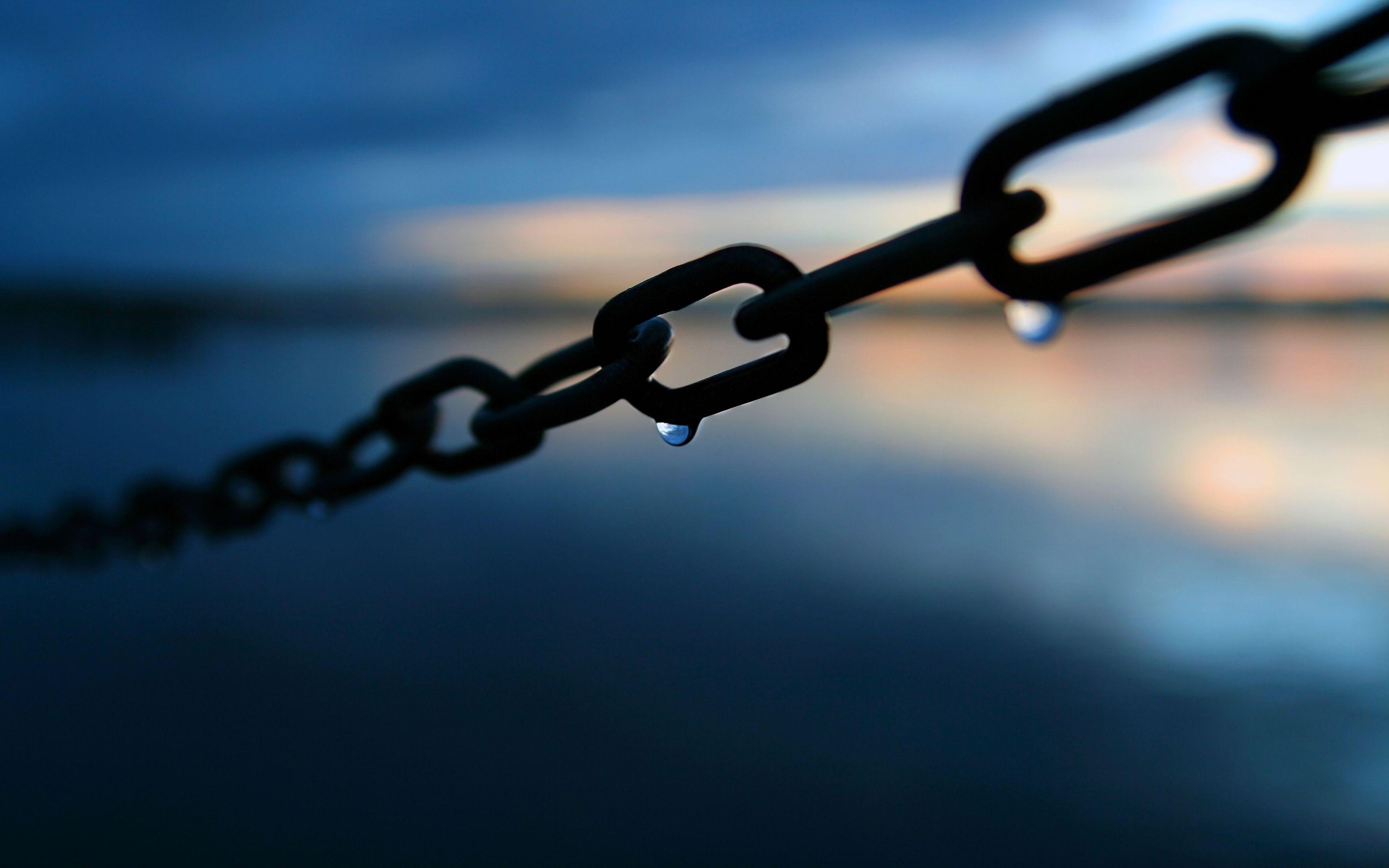 Close Up, Blue, Water Drops, Chains Wallpaper