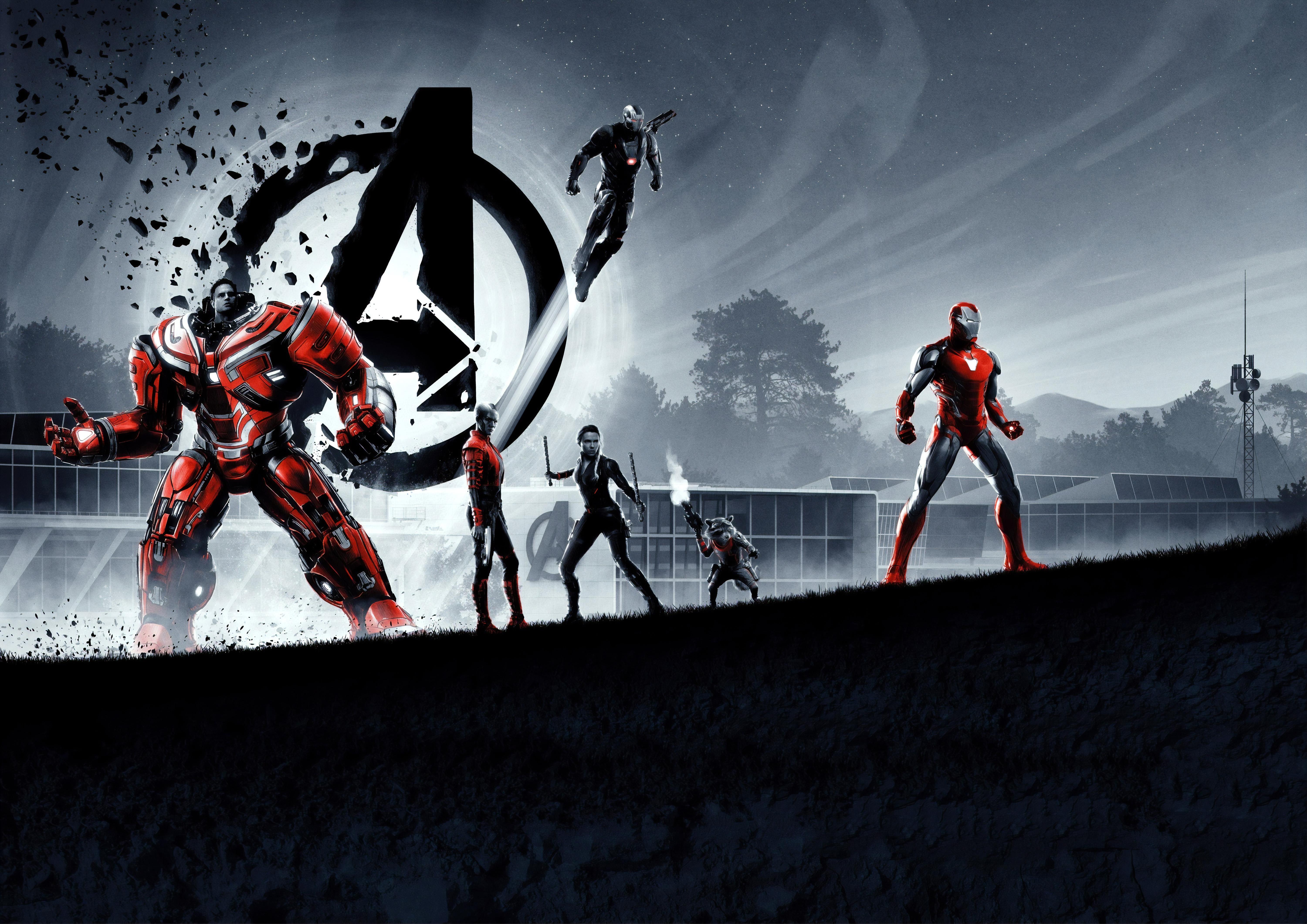 Wallpaper Avengers: Endgame, Hulkbuster, War Machine, Black Widow