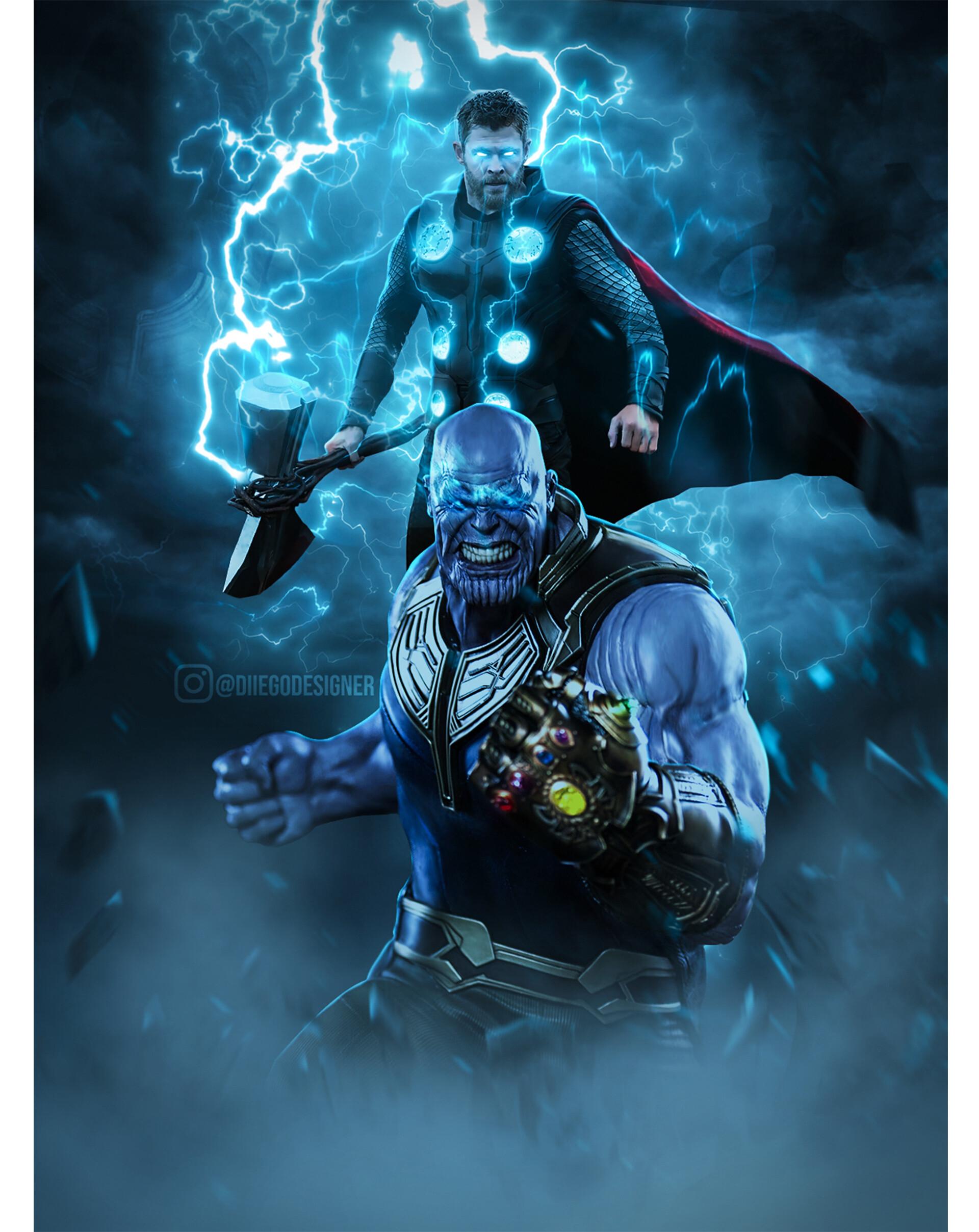 Thor and Thanos Avengers Endgame Artwok