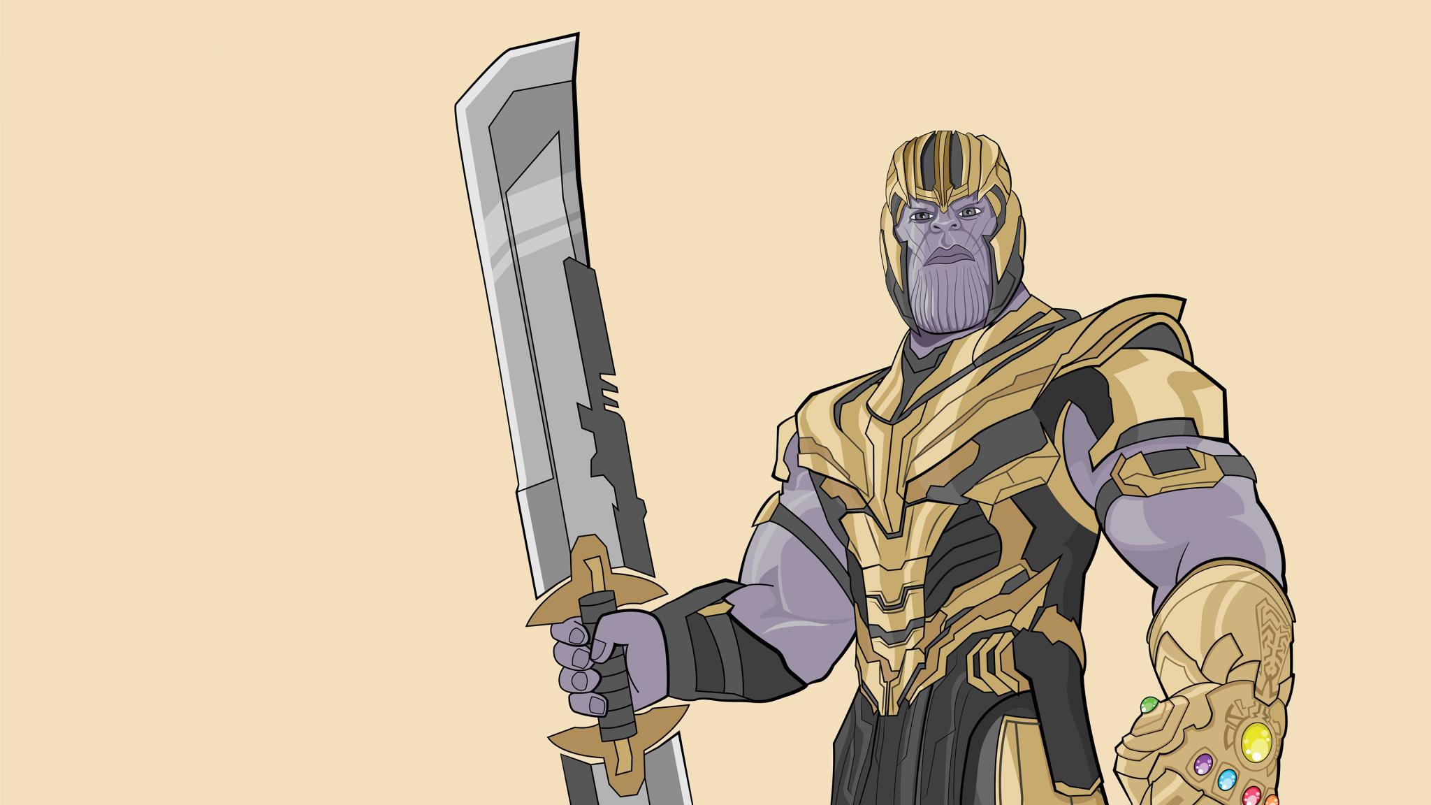 Thanos New Weapon In Avengers Endgame Art 2048x1152