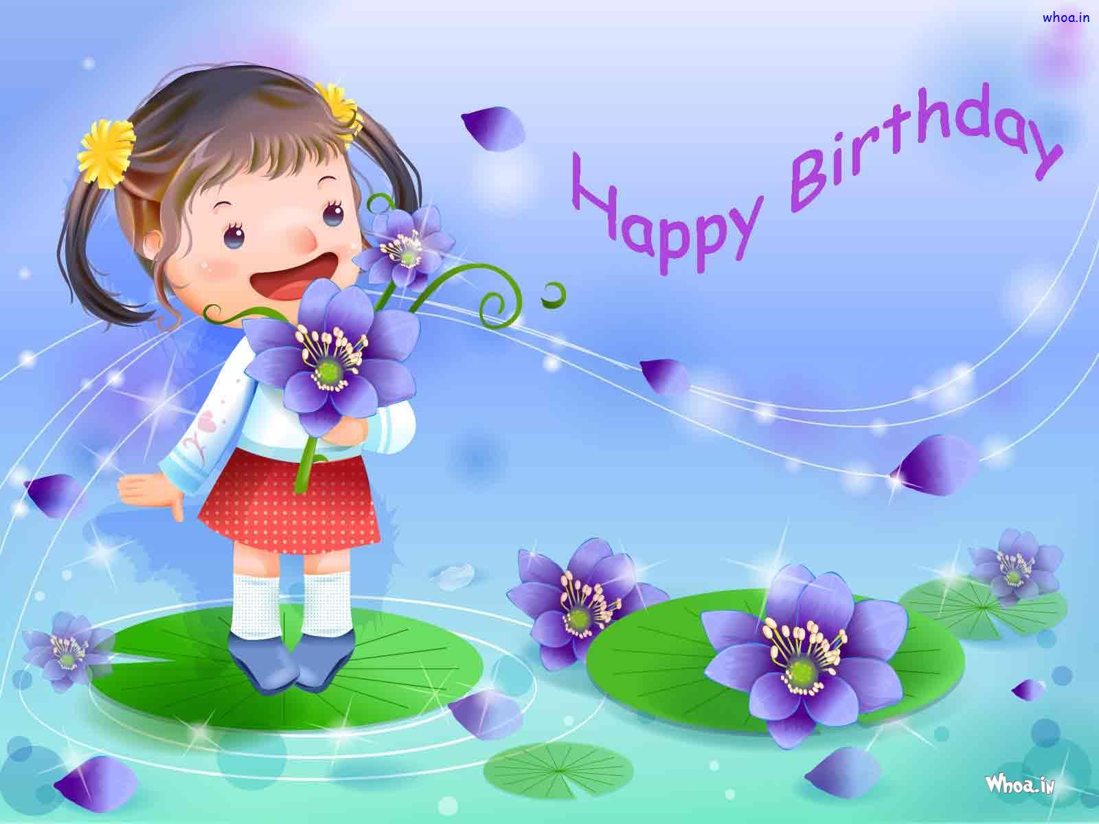 Happy Birthday Girl And Blue Background HD Wallpaper