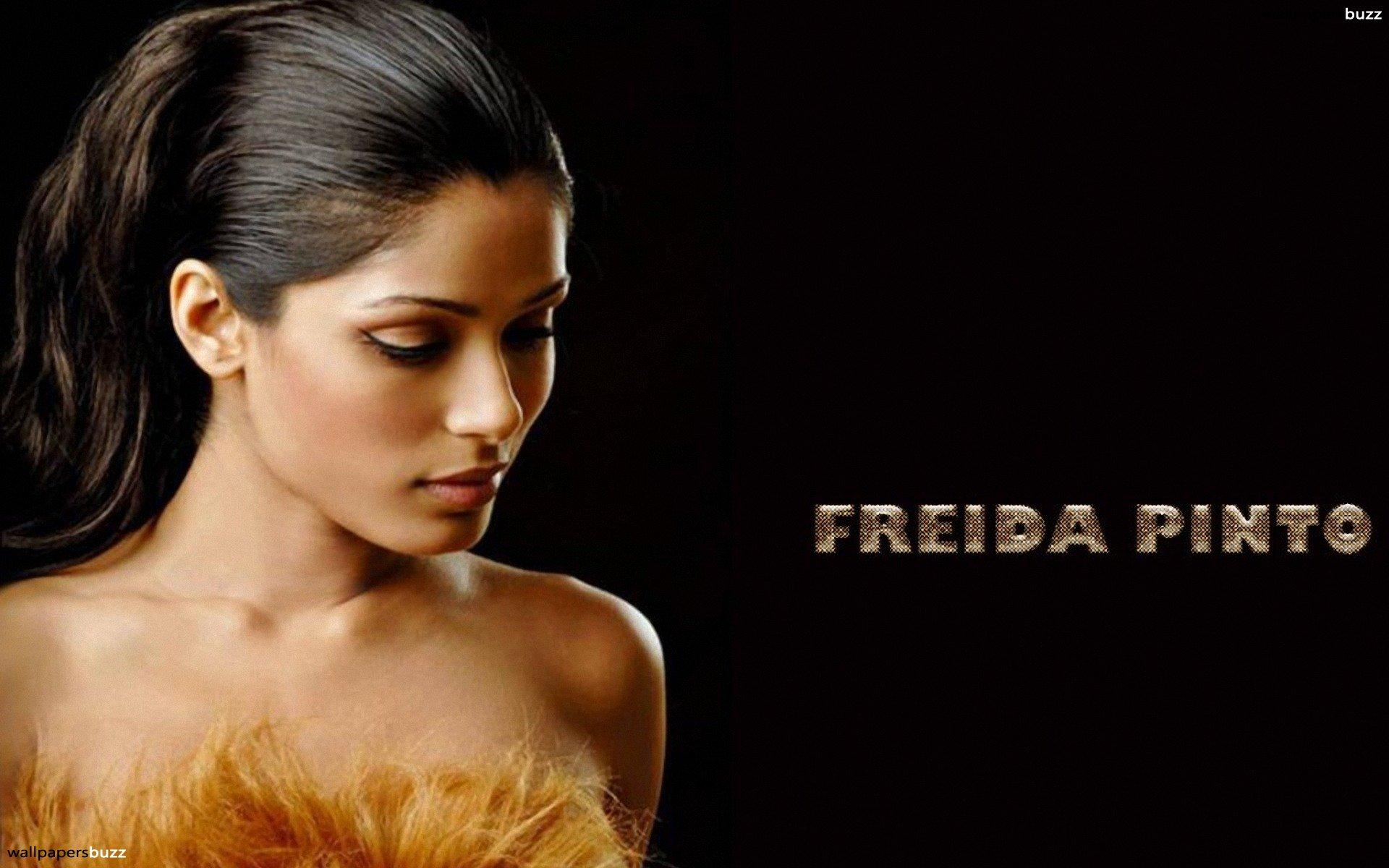 Freida Pinto in sandy dress HD Wallpaper