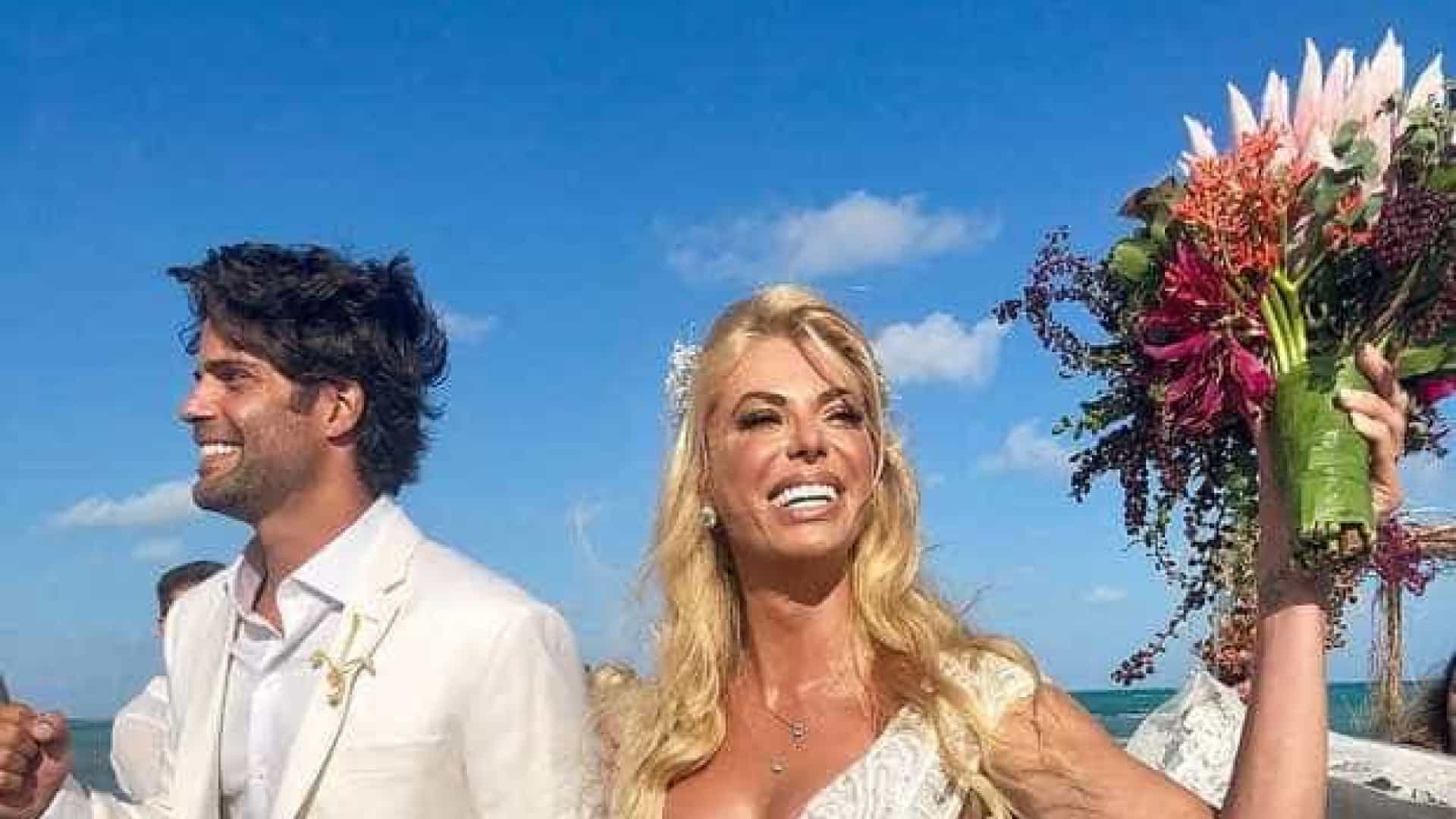 Caroline Bittencourt se casa com empresário em cenário paradisíaco