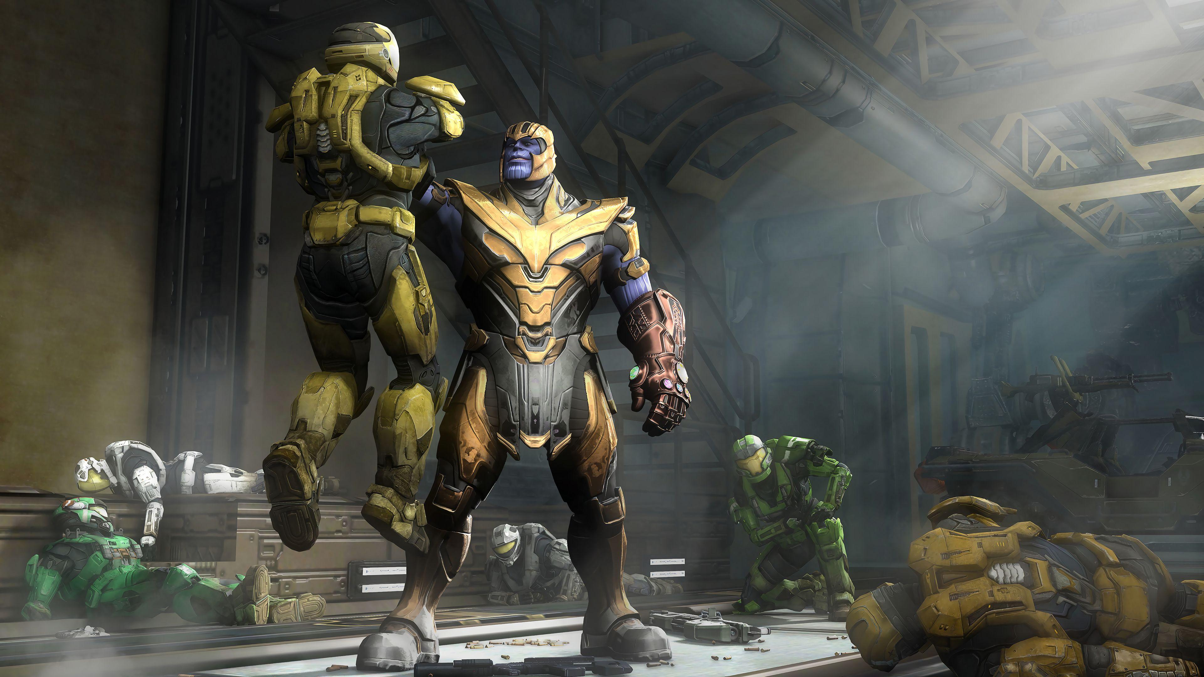 Marvel Thanos And Halo Spartan 4k thanos