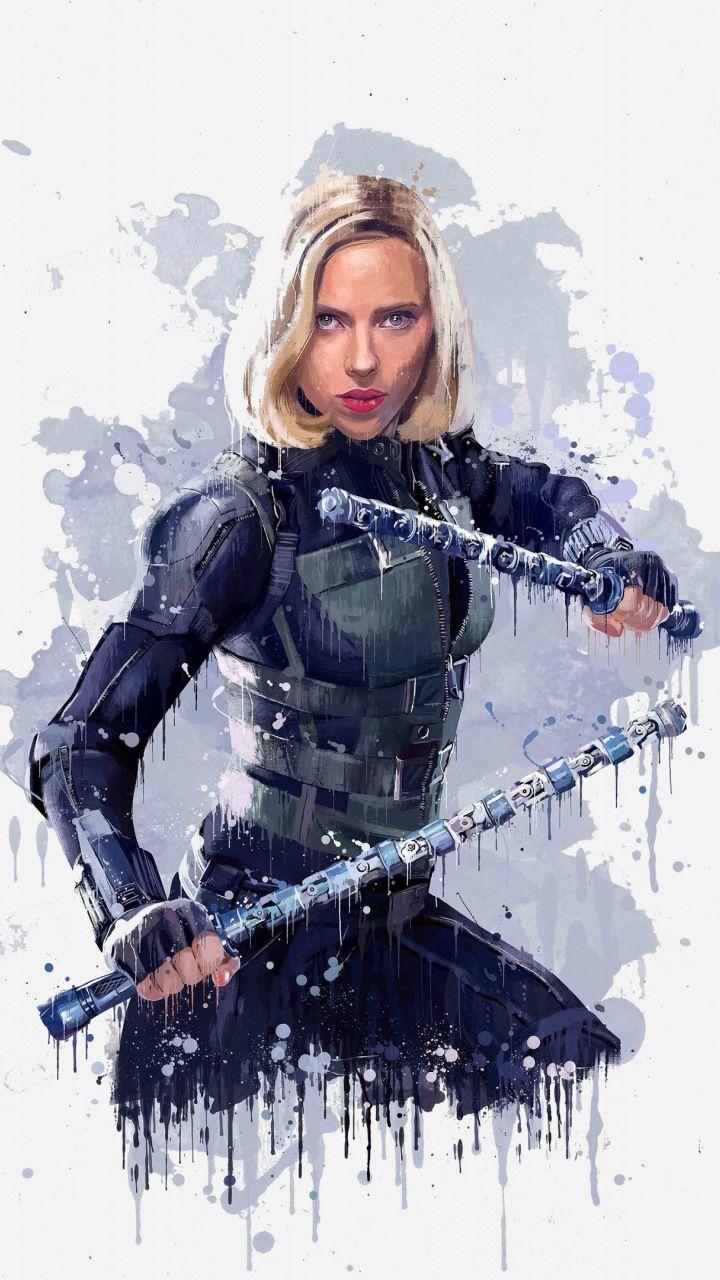 Black widow, Avengers: infinity war, artwork, 720x1280