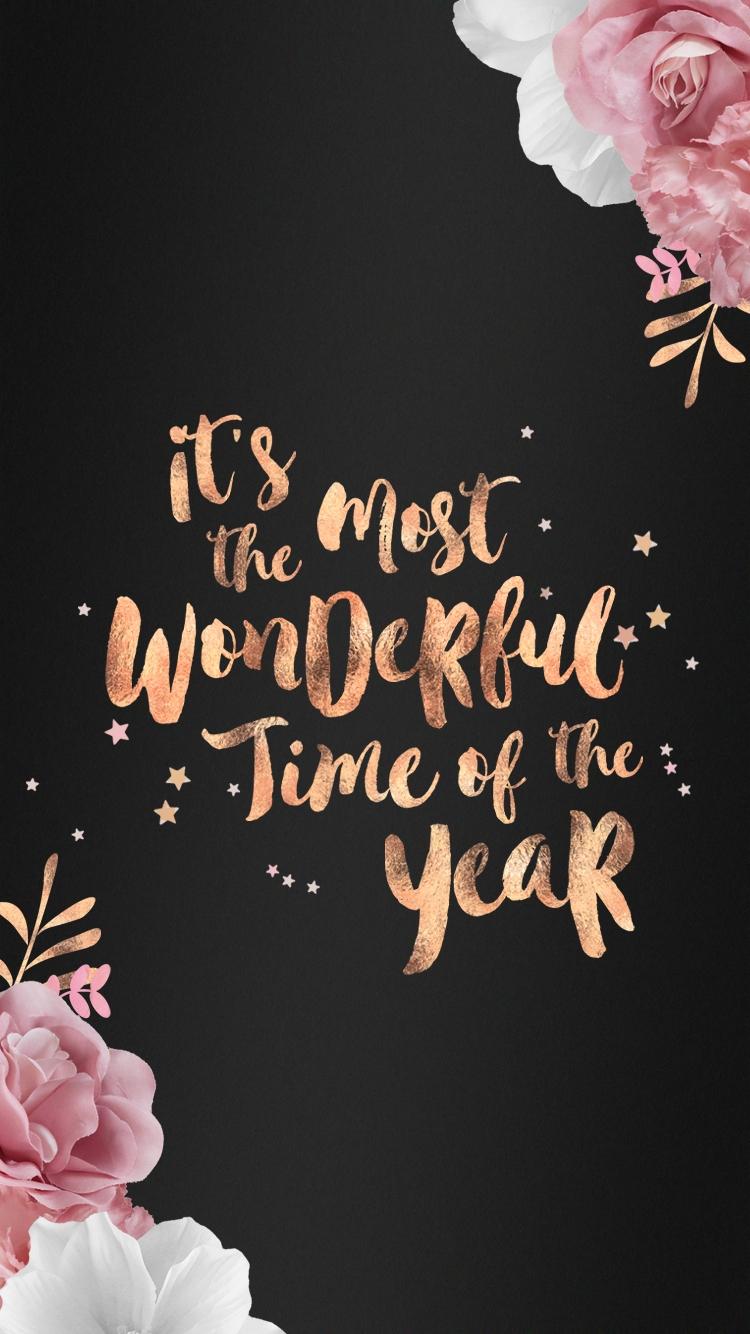 Free Rose Gold Festive Wallpaper. Typographies ♡