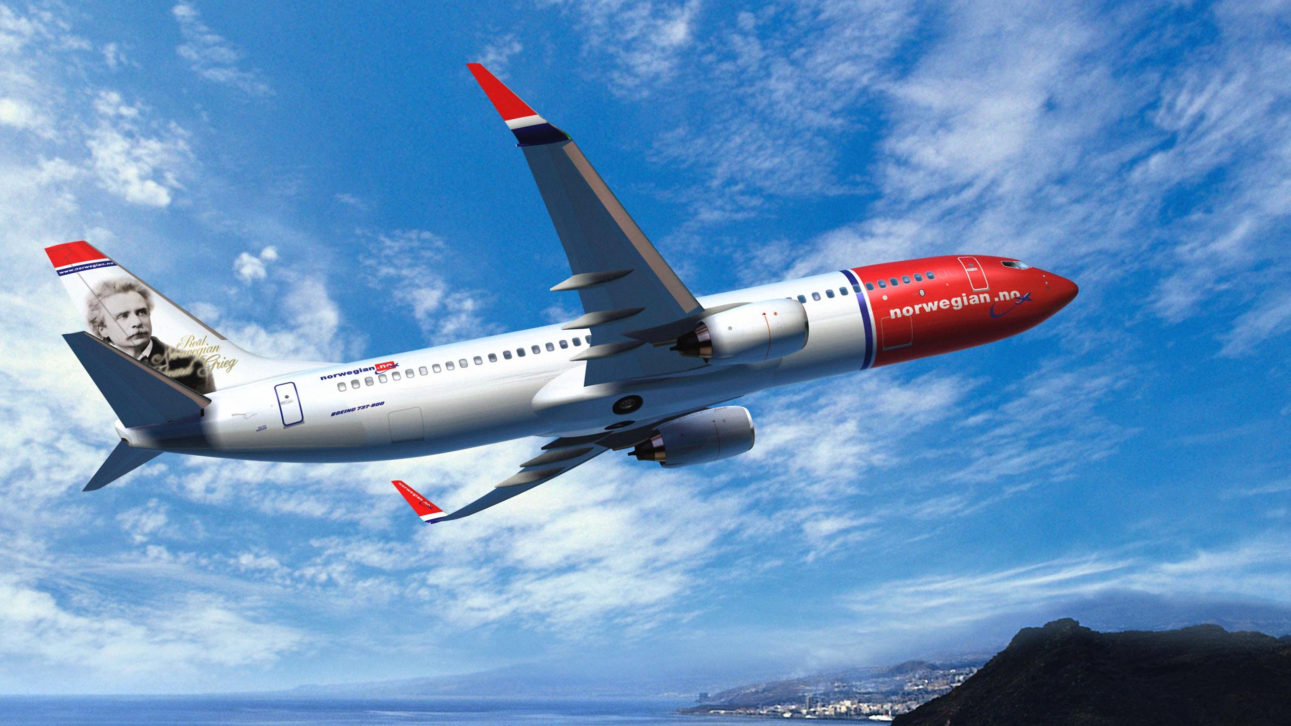 Wallpaper Norwegian Air, Boeing 737 Airplane 2560x1440 QHD Picture