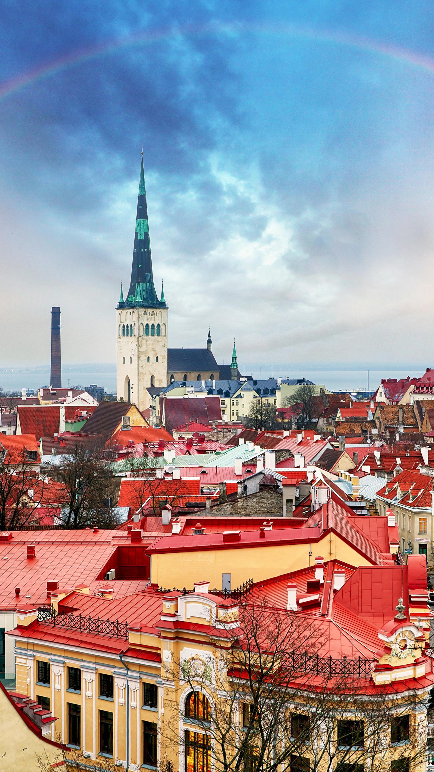image Tallinn Estonia Roof Rainbow Cities Houses 1440x2560