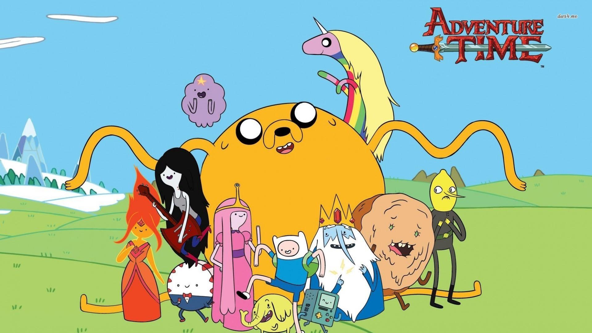 Adventure Time characters on the field wallpaper