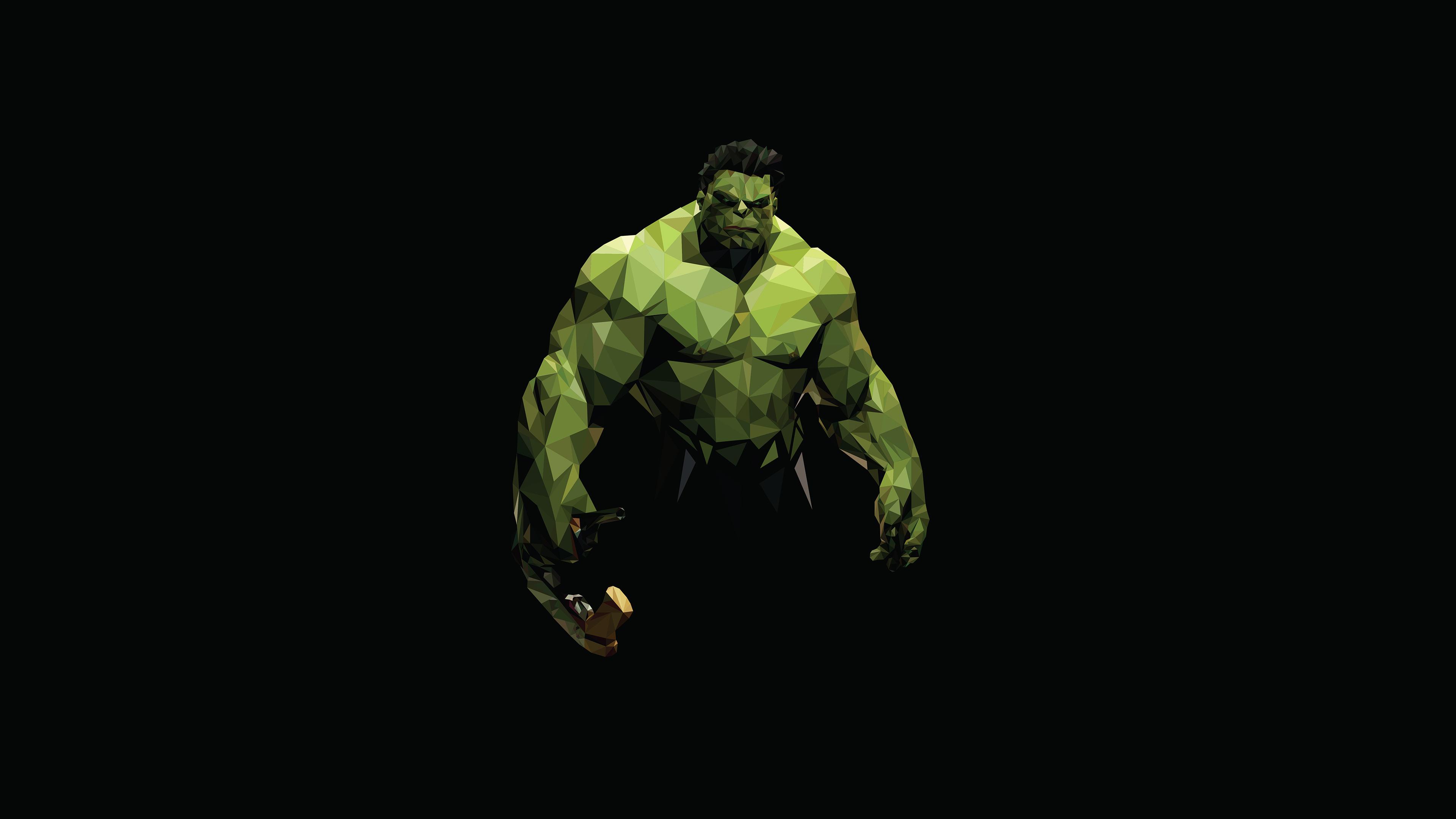 Wallpaper Hulk, Low poly, Black, Minimal, 4K, Creative Graphics