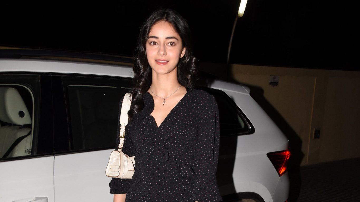 Ananya Panday In A Polka Dotted Mini Dress At Luka Chuppi Screening