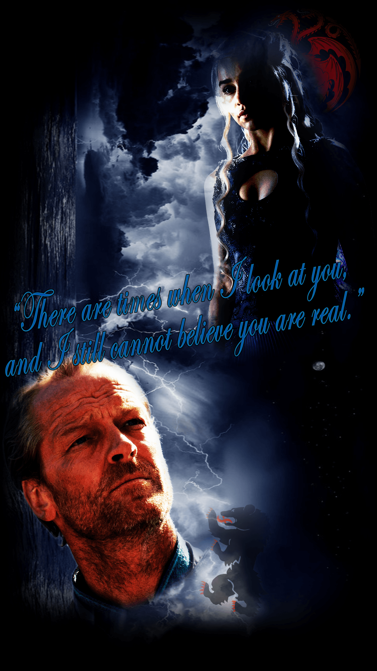 I made a wallpaper of Khaleesi and Jorah for my new phone. 1440