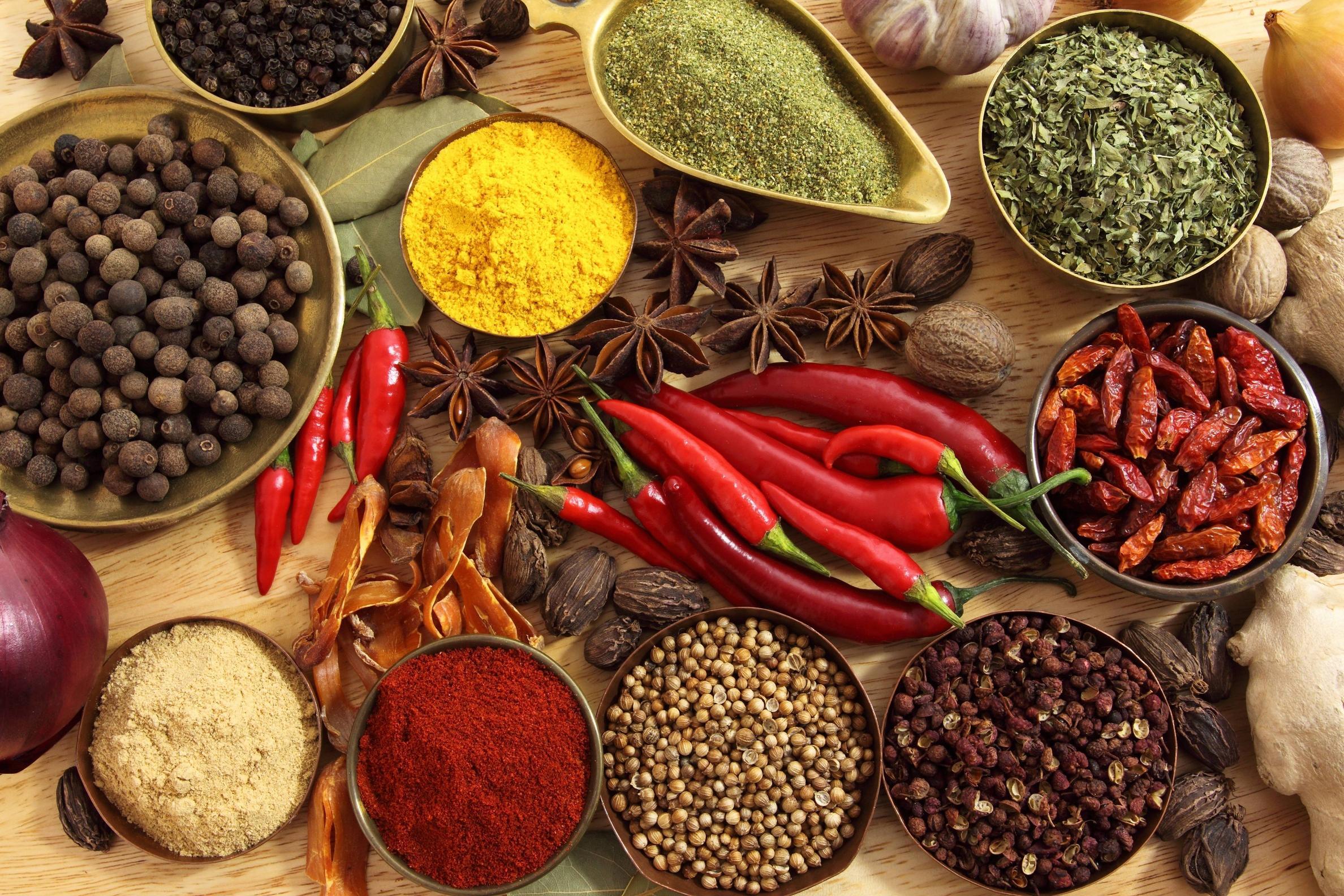 Spices, Seasonings, Red pepper, Black pepper, Pepper, Star anise