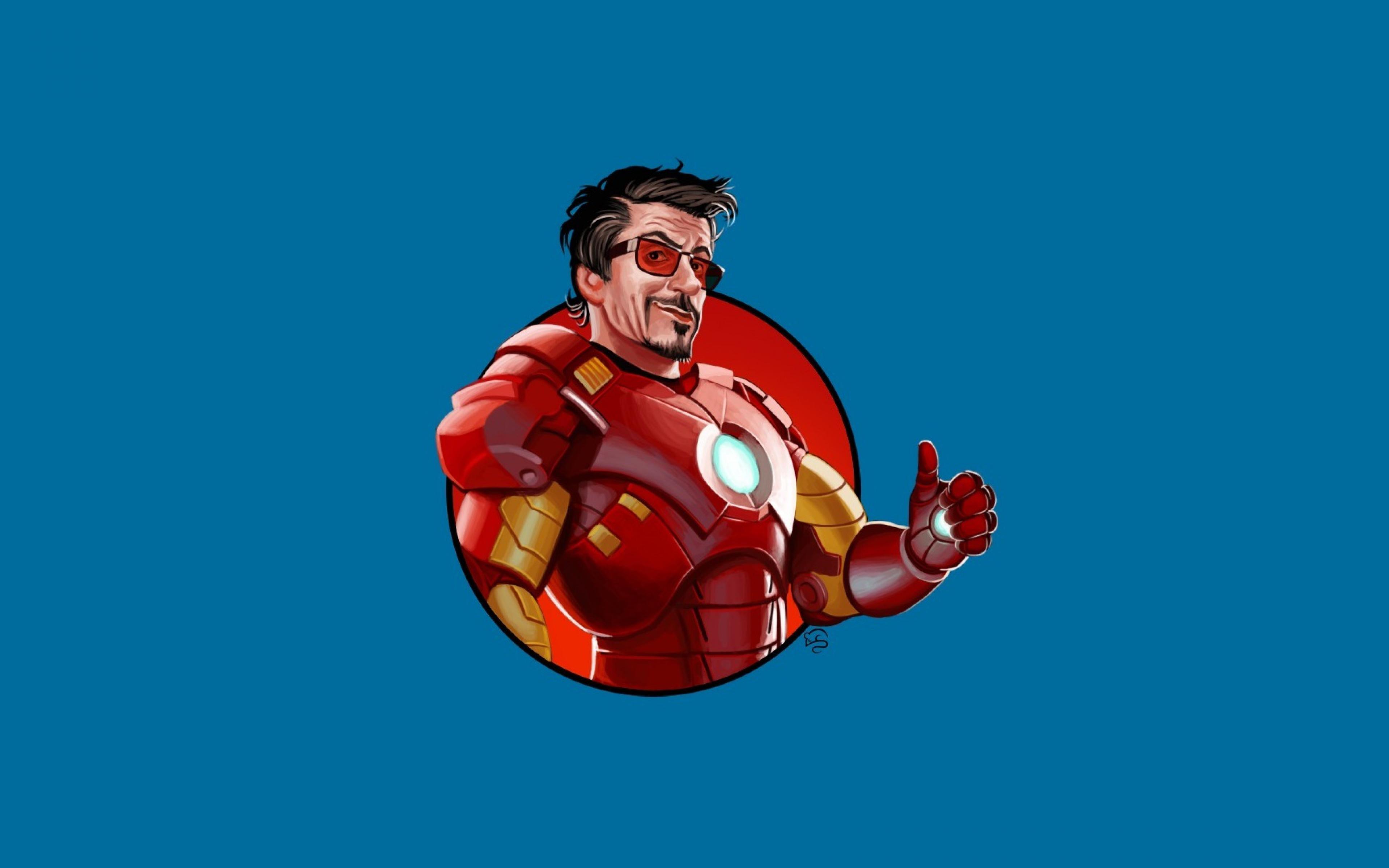 HD Background Iron Man Art Minimalism Tony Stark Blue Red Icon