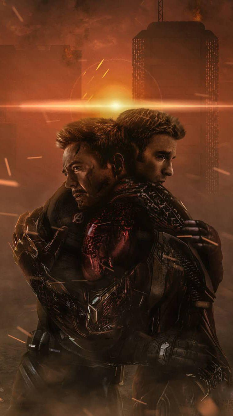 Tony Stark and Captain America Goodbye iPhone Wallpaper