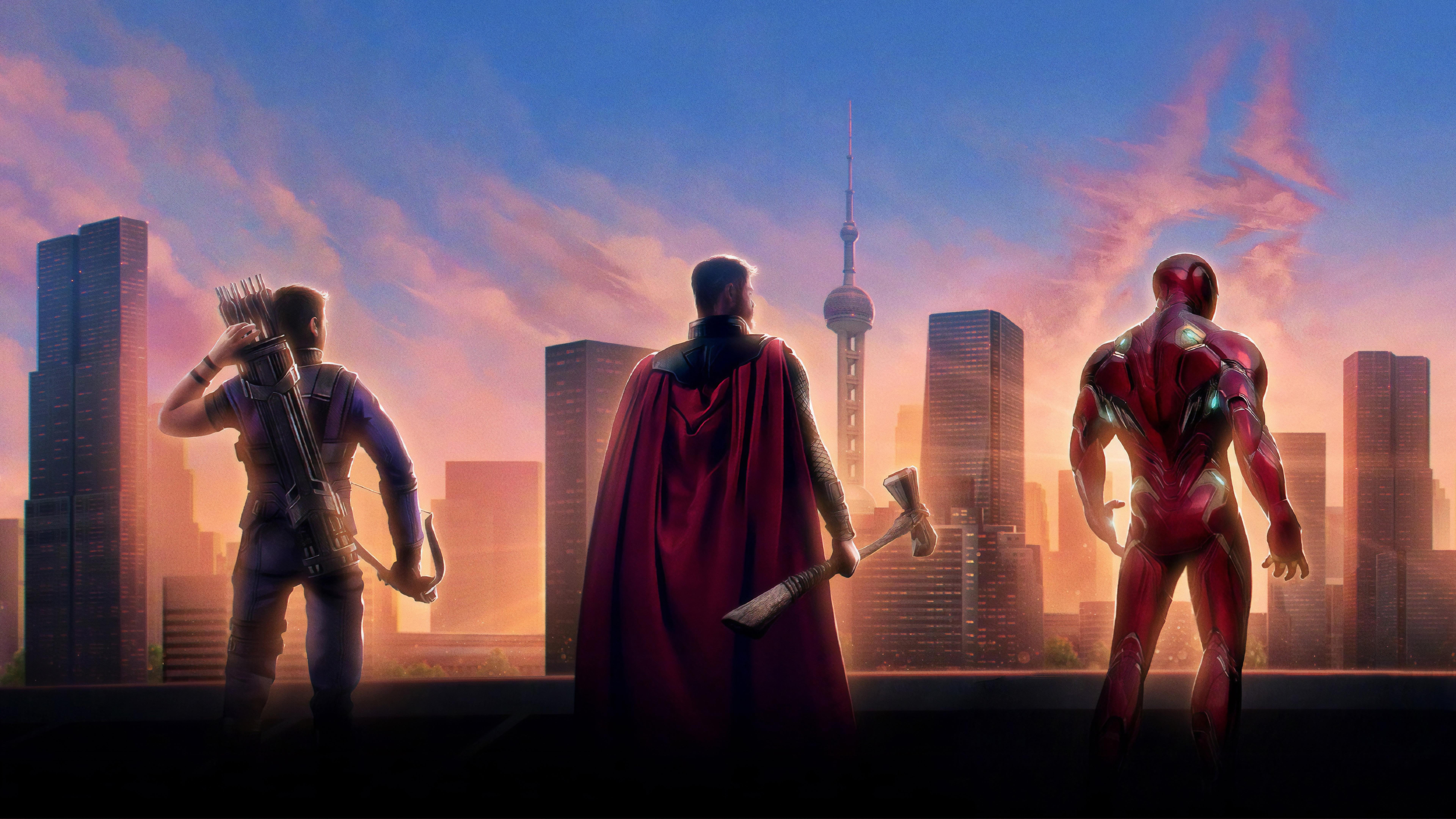 Wallpaper Avengers: Endgame, Avengers Hawkeye, Thor, Iron Man, 4K
