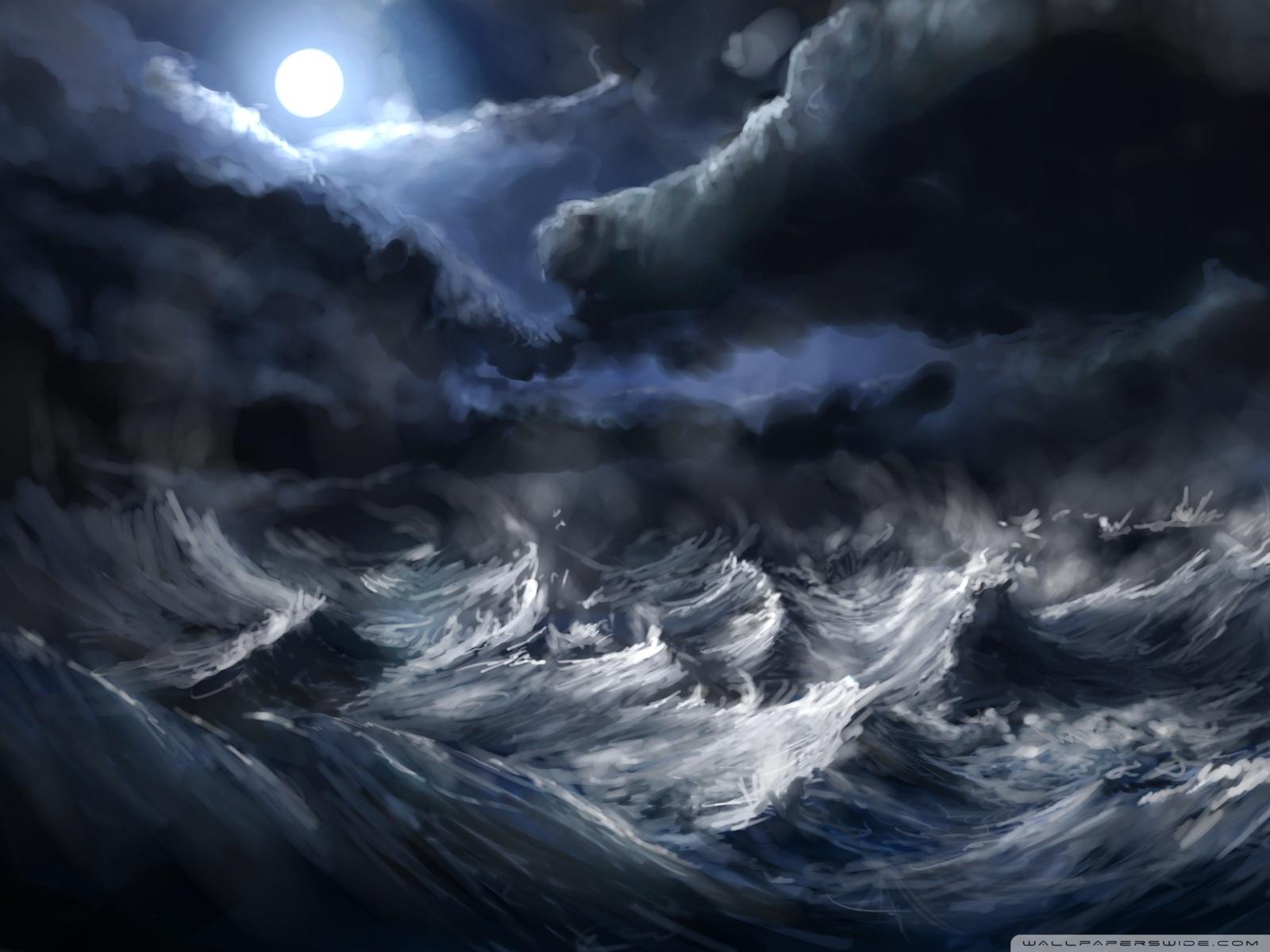 Stormy Sea Painting HD Desktop Wallpaper, High Definition