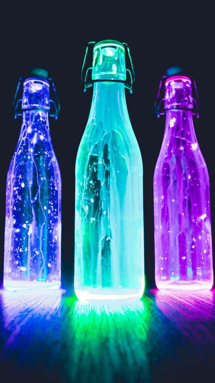 Bottles Neon Light Liquid Wallpaper- [720x1280]