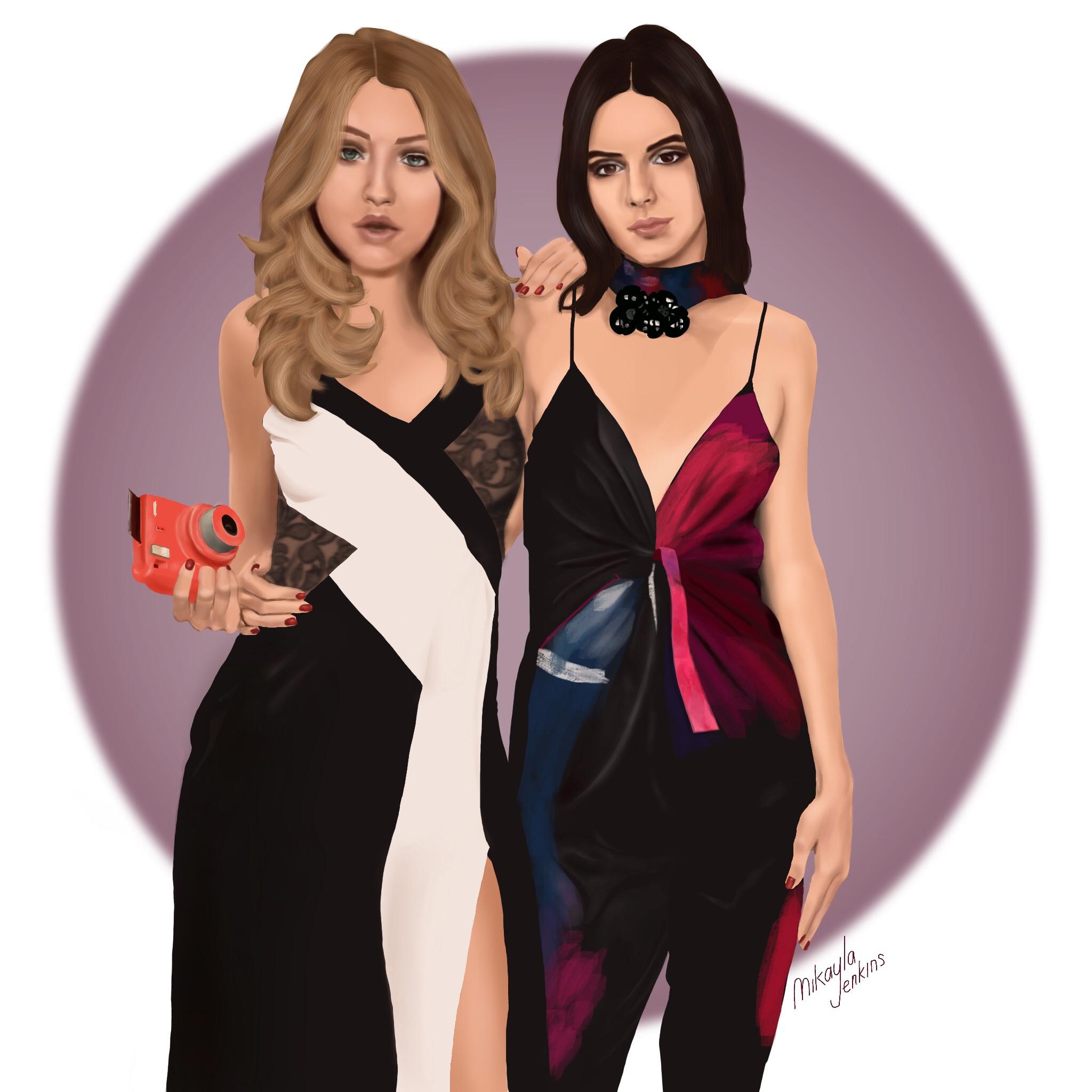 Gigi Hadid and Kendall Jenner in DVF Fall 2016