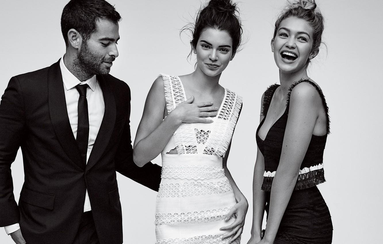 Wallpaper smile, girls, black and white, guy, model, Kendall Jenner