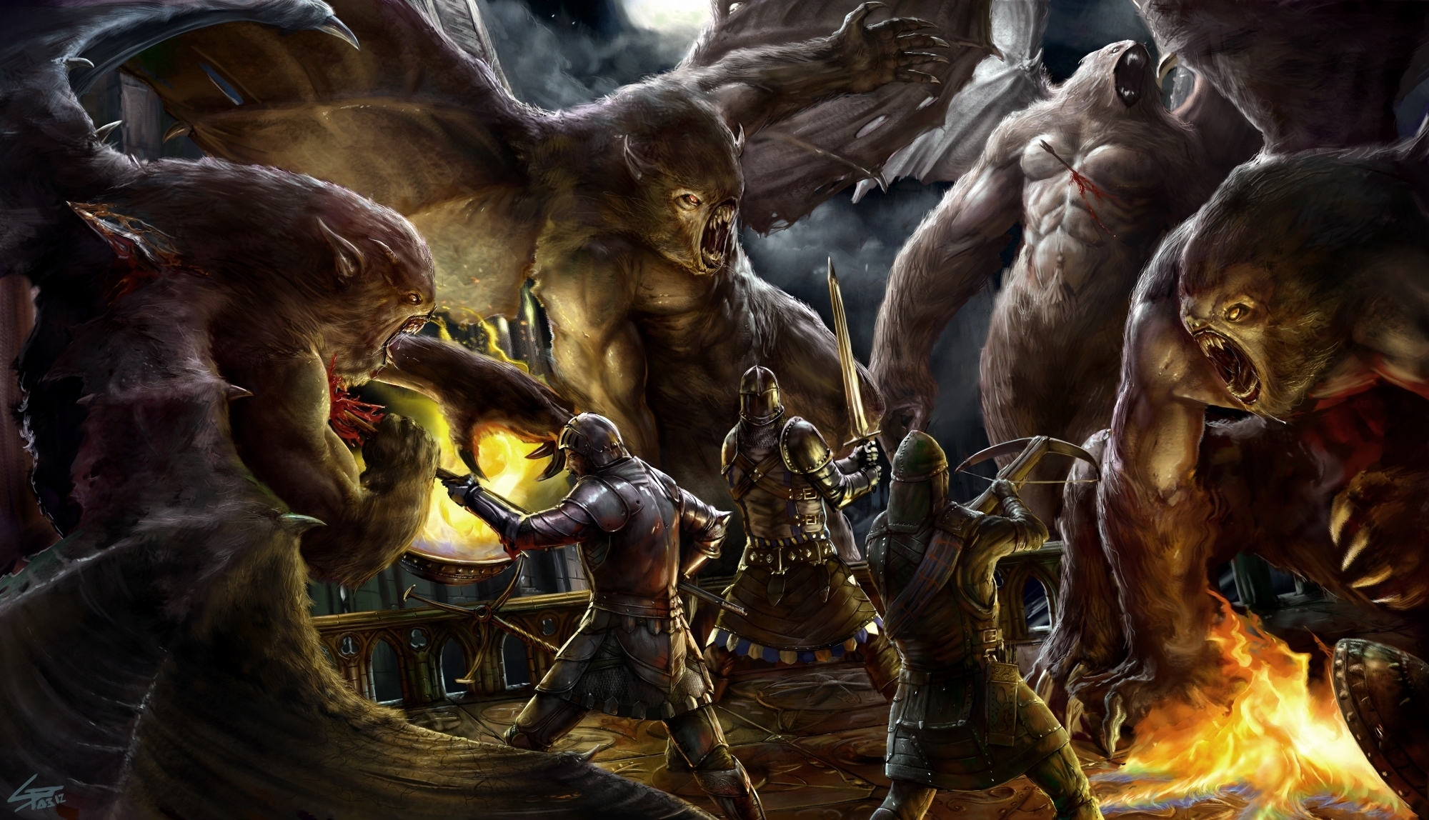 monster, creature, download comic wallpaper, battle, fantasy