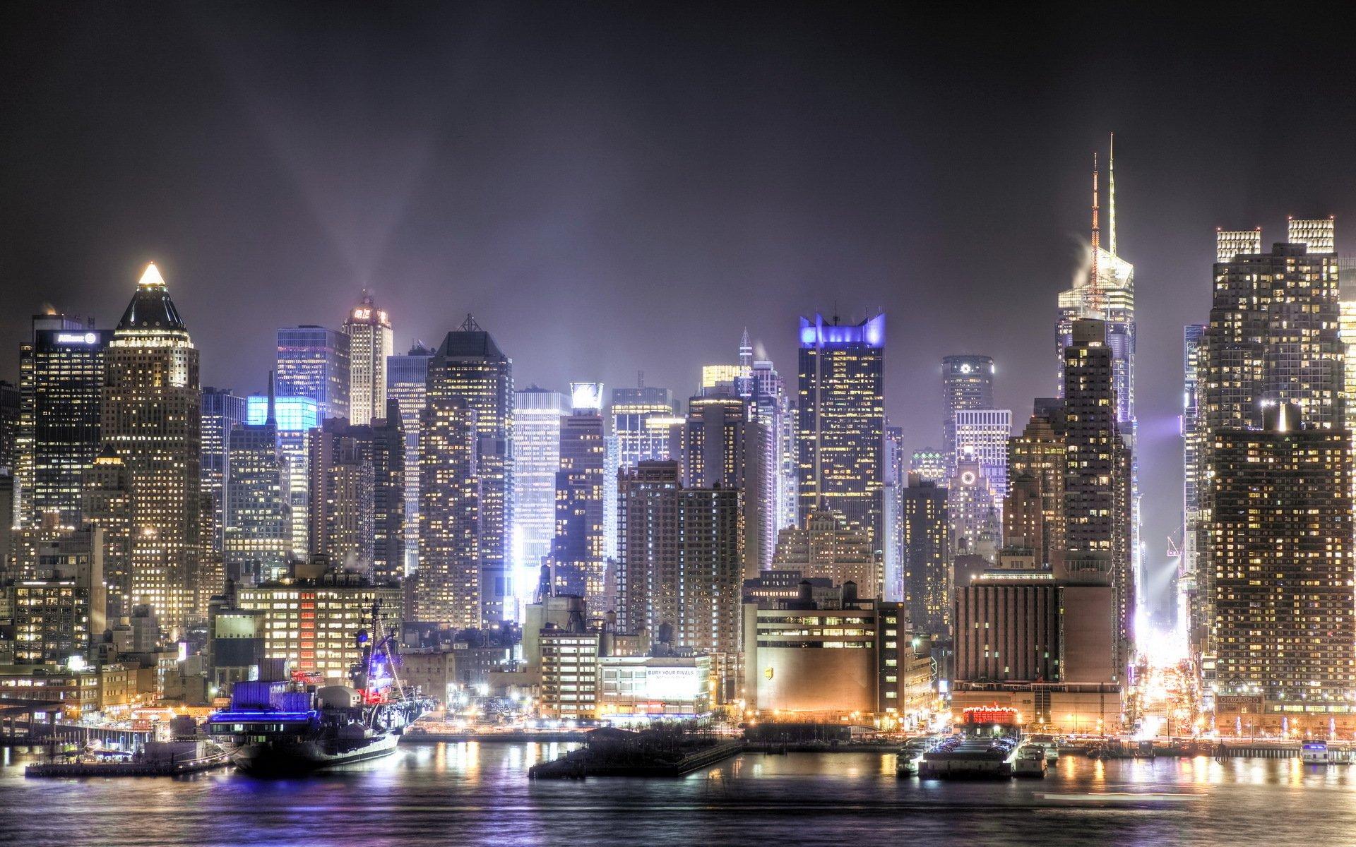 Manhattan skyline viewed from New Jersey HD Wallpaper. Background