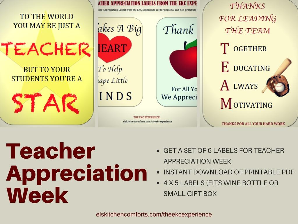 Labels for Teacher Appreciation Week El's Kitchen Comforts