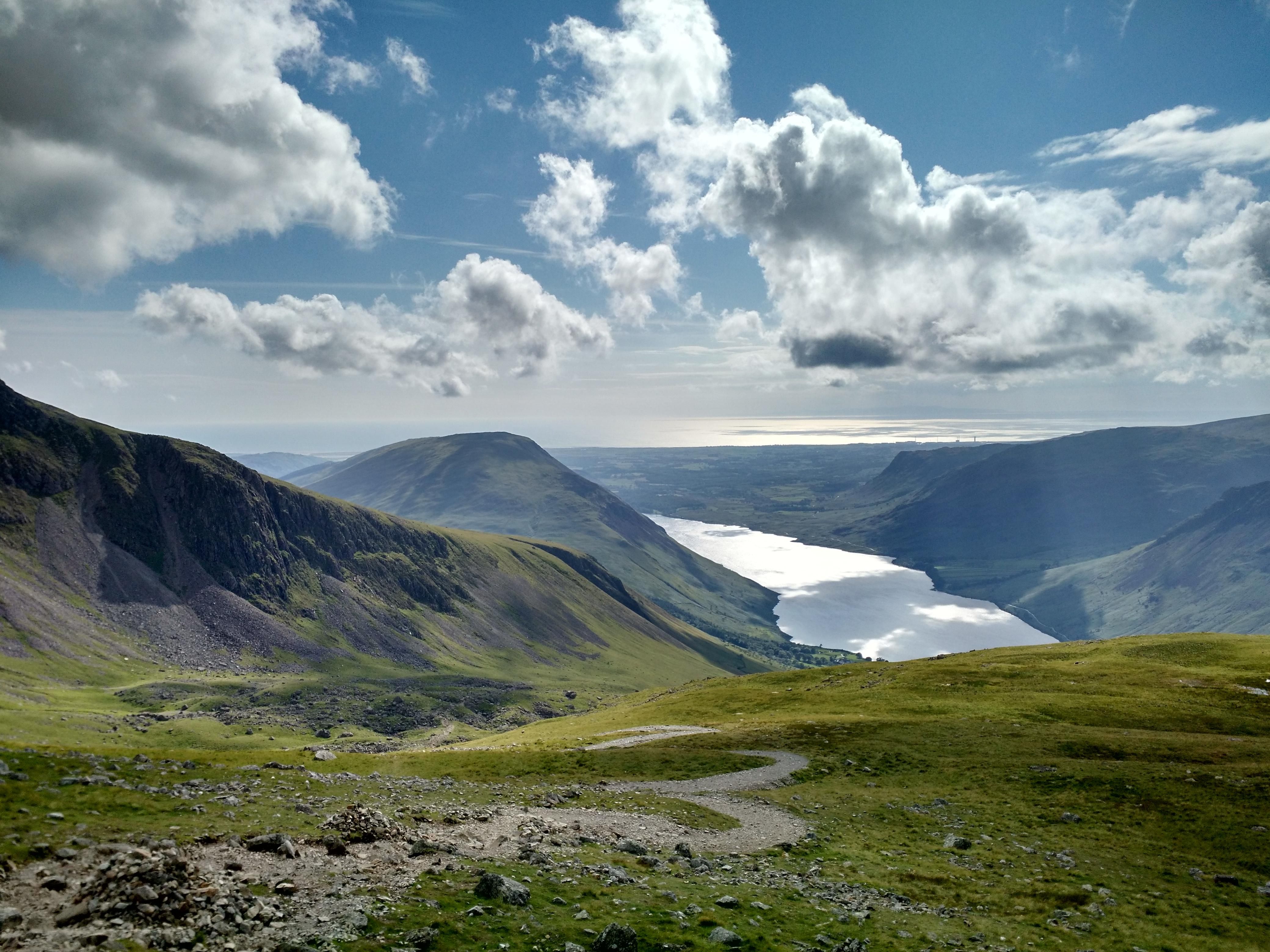 Wast Water from Scafell Pike, Lake District, England HD Wallpaper
