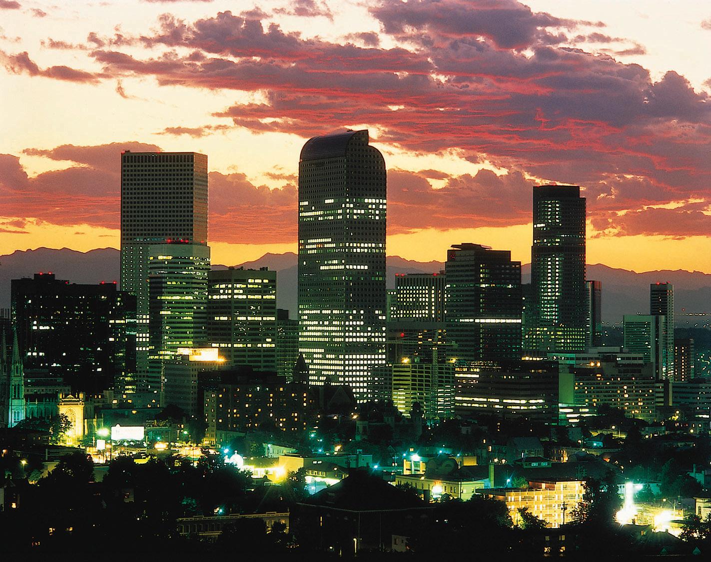 Denver Skyline at Night HD Wallpaper, Background Image