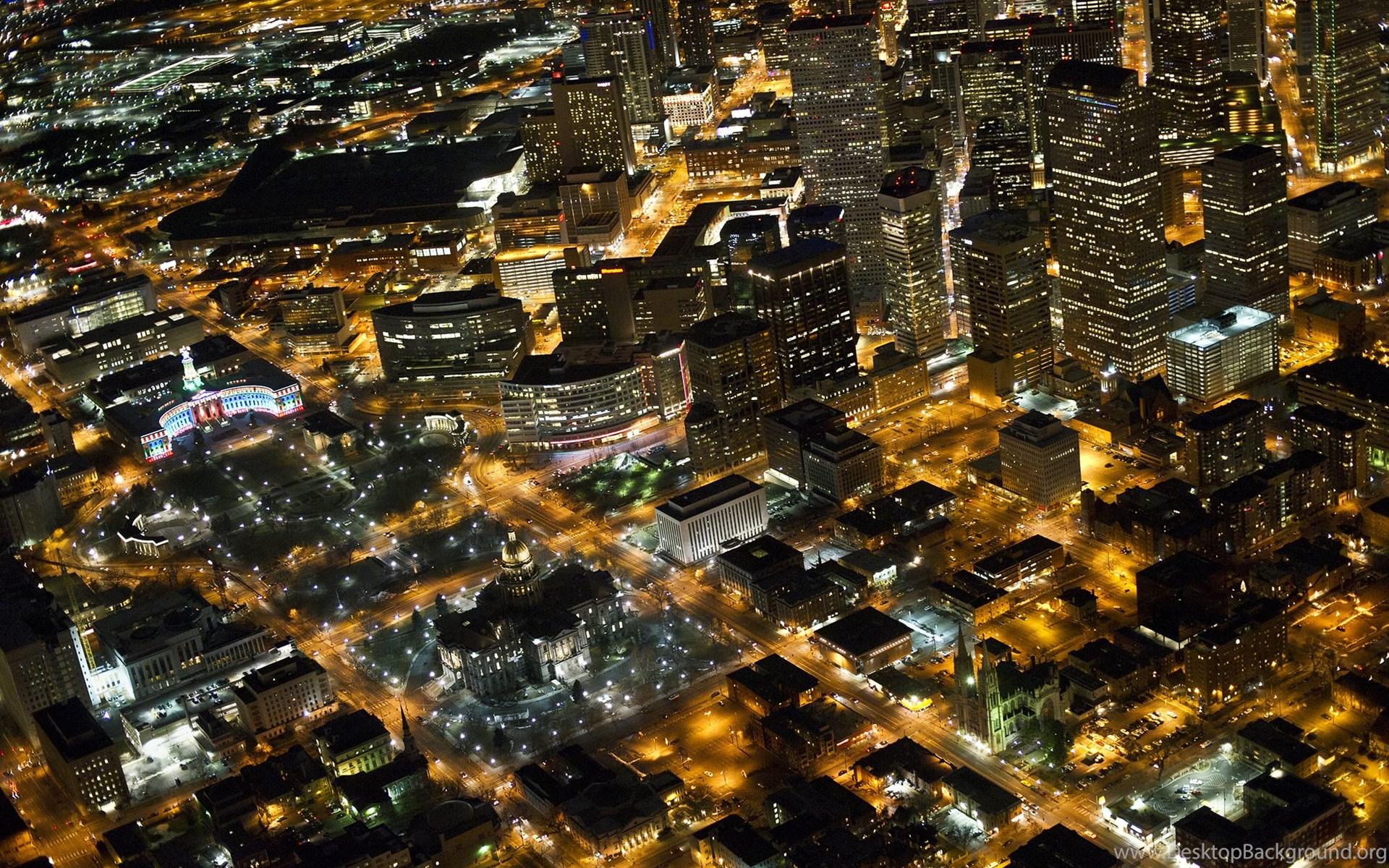 Denver City Town Bokeh Night Lights Wallpaper Desktop Background