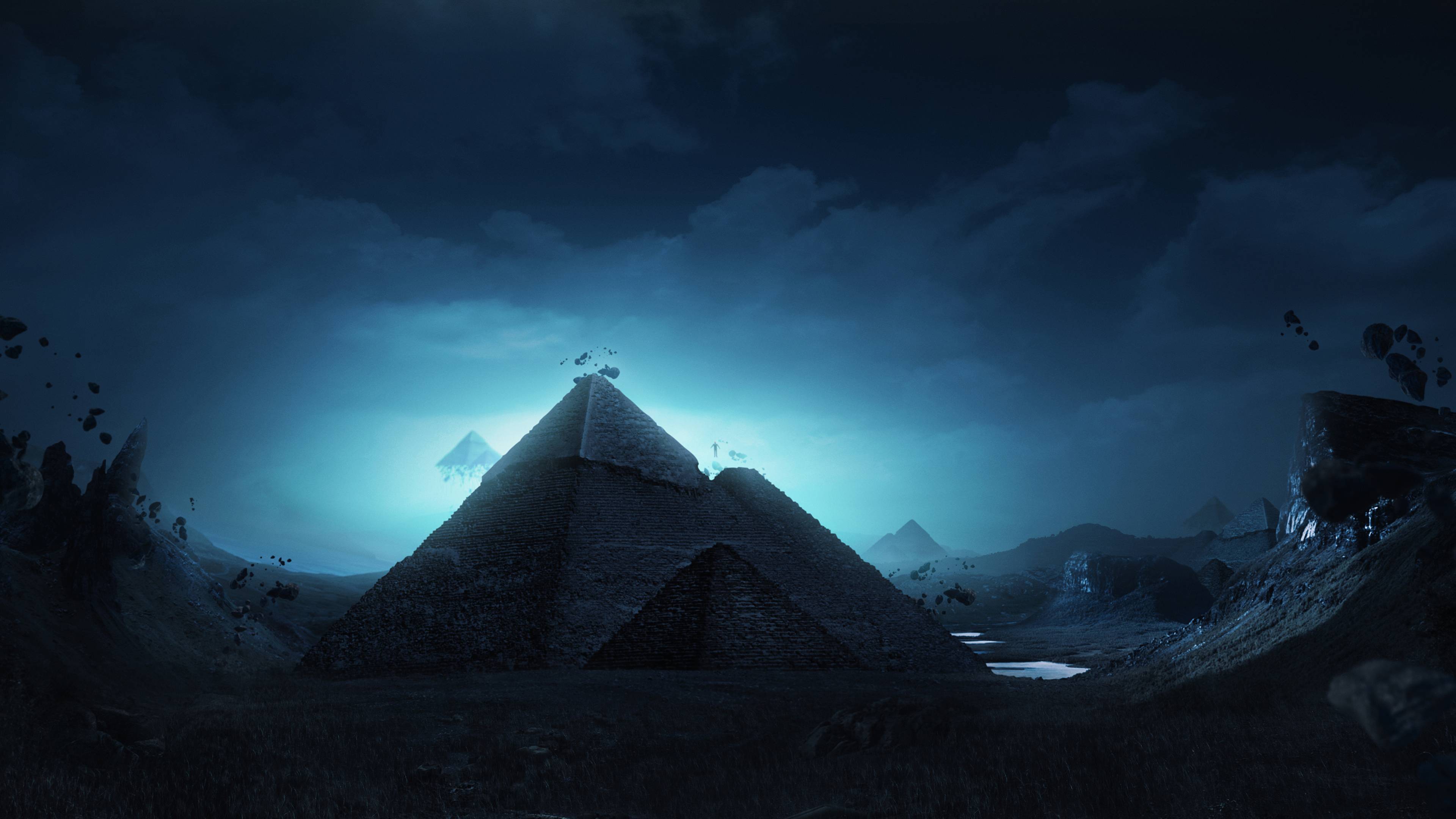 Surreal Pyramids 4K Wallpaper