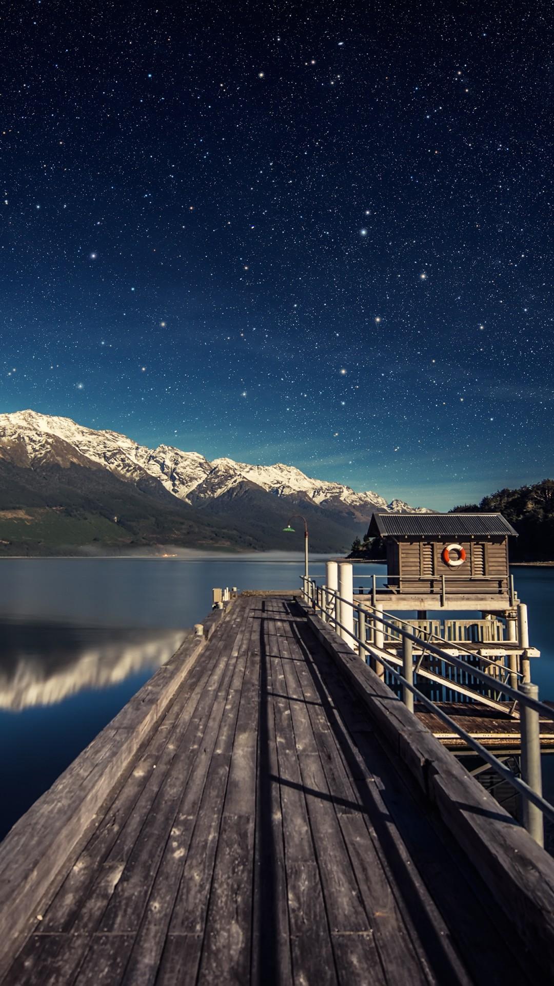 Wallpaper night sky, 5k, 4k wallpaper, stars, mountains, bridge, New Zealand, OS